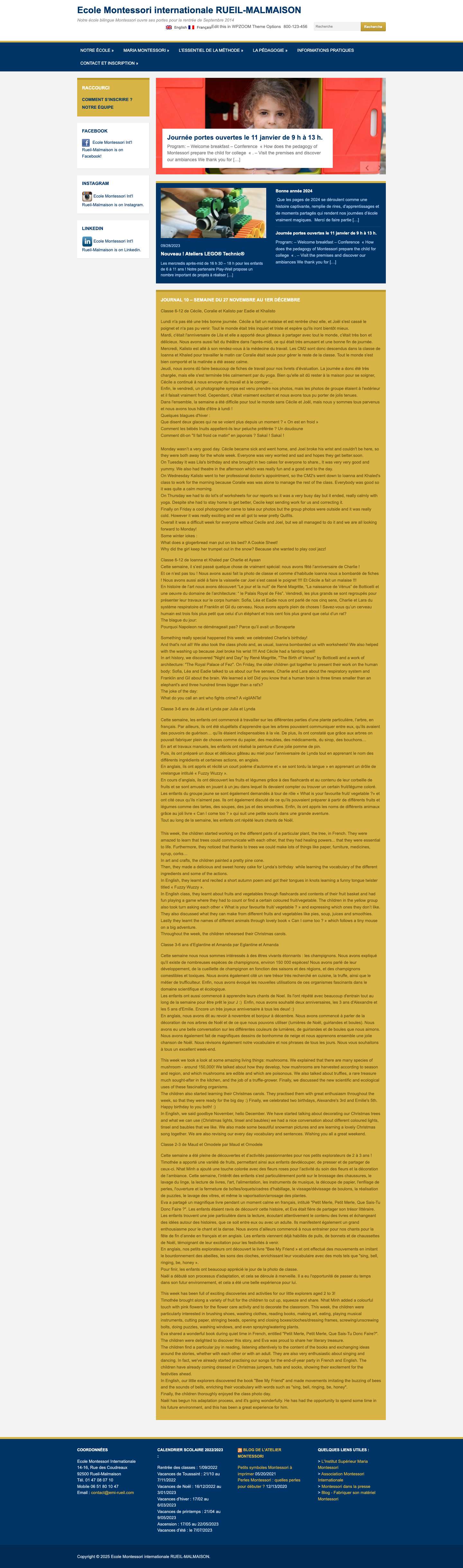 Ecole Montessori internationale RUEIL-MALMAISON - Notre école bilingue Montessori ouvre ses portes pour la rentrée de Septembre 2014 - Full Screenshot