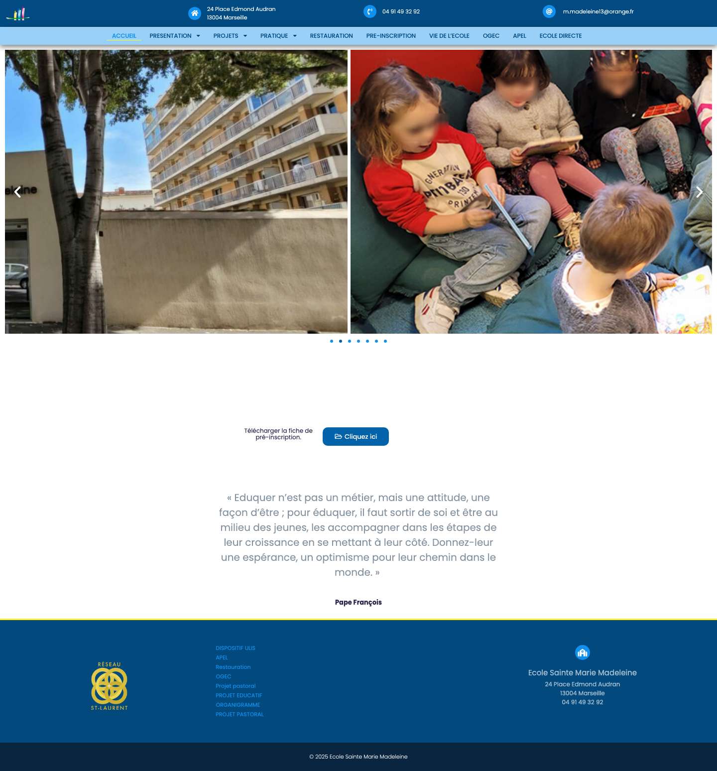 ECOLE SAINTE-MARIE-MADELEINE – Ecole Sainte Marie-Madeleine 13004 à Marseille - Full Screenshot