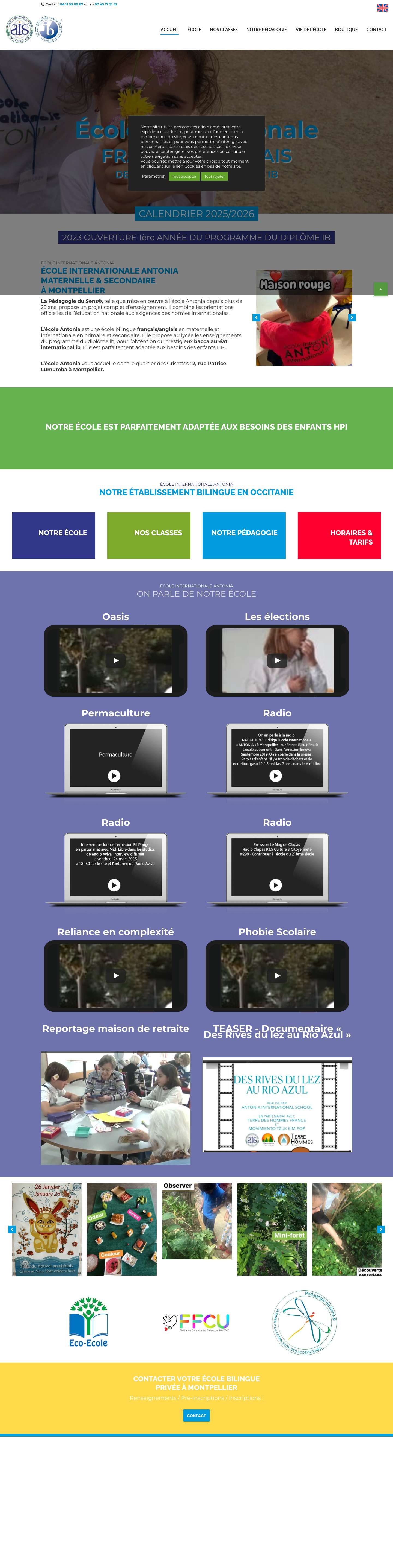 Établissement scolaire bilingue français/anglais à Montpellier - Full Screenshot