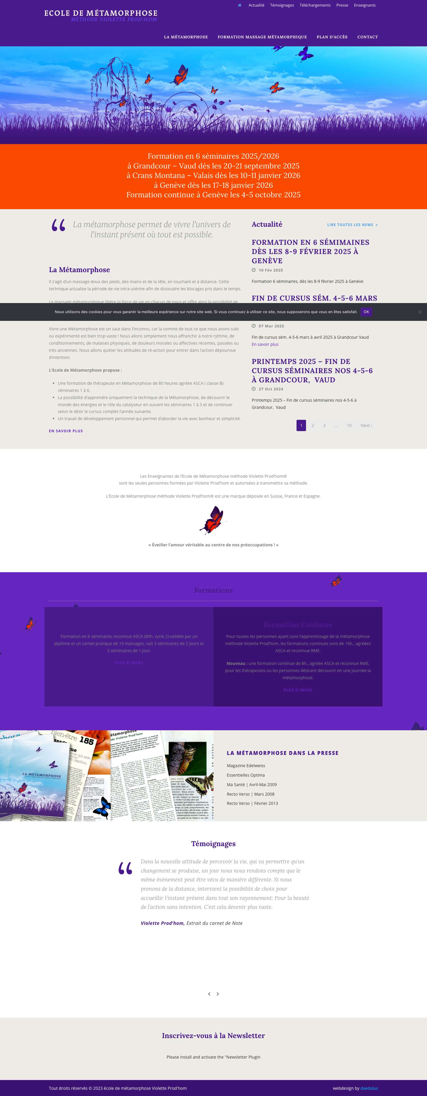 Accueil | Ecole de Métamorphose | Méthode Violette Prod'hom - Full Screenshot