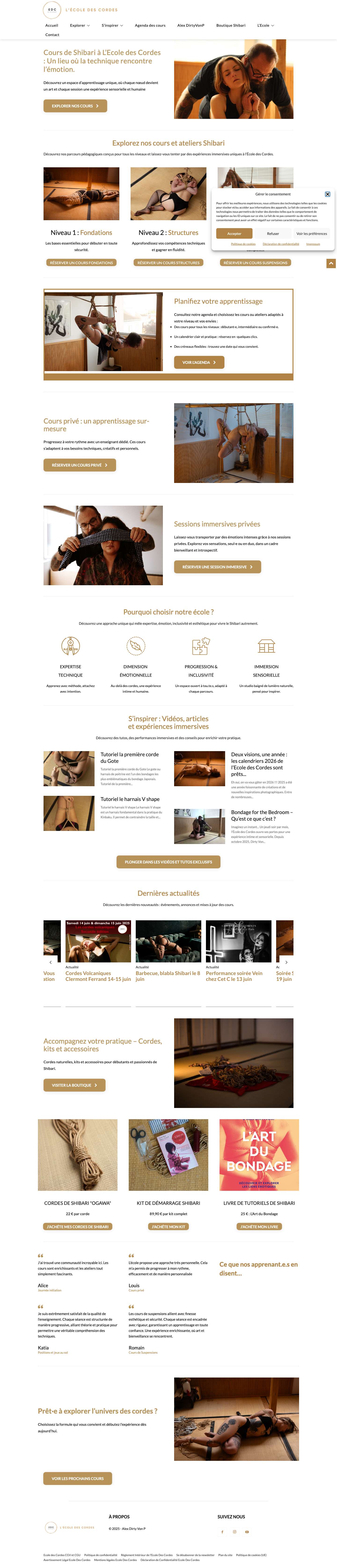 Cours de Shibari et de Kinbaku : Ecole des Cordes Paris - Full Screenshot
