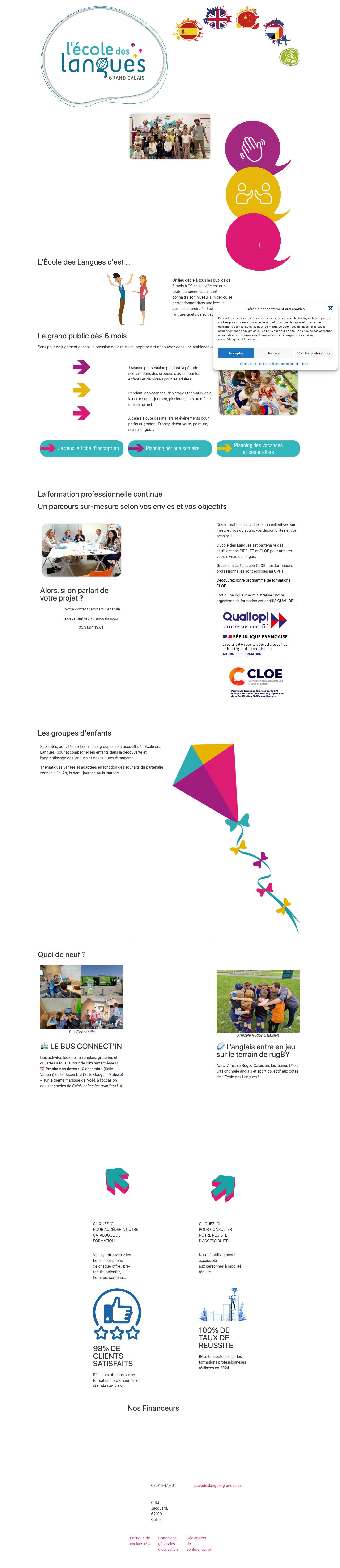 Ecole des Langues Grand Calais - Full Screenshot