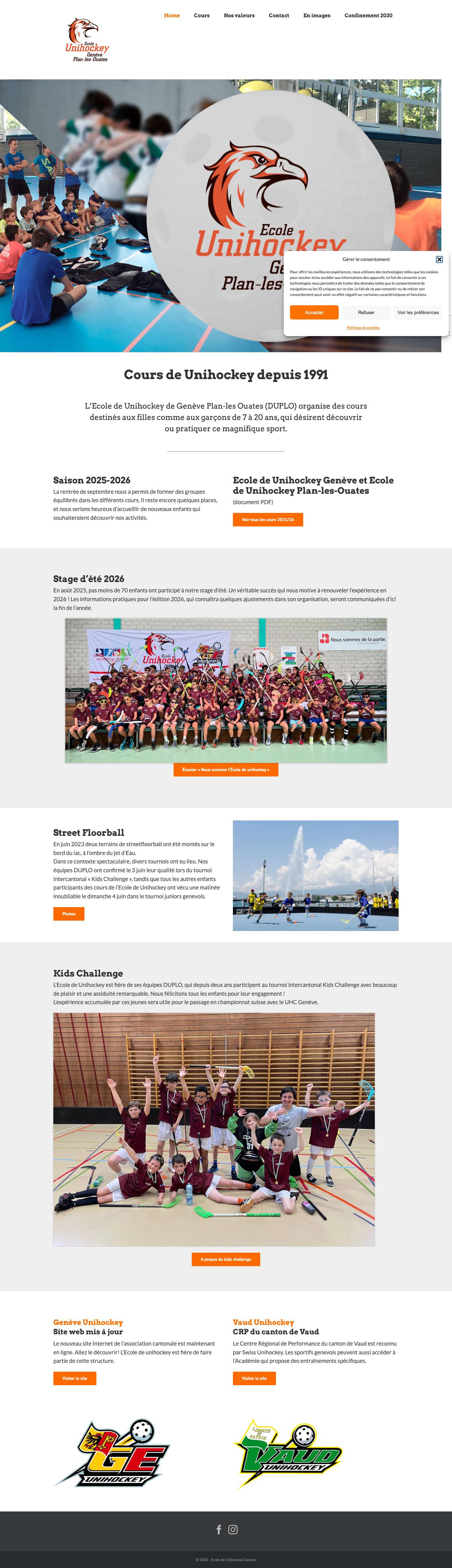 Ecole de Unihockey de Genève – depuis 1991 - Full Screenshot