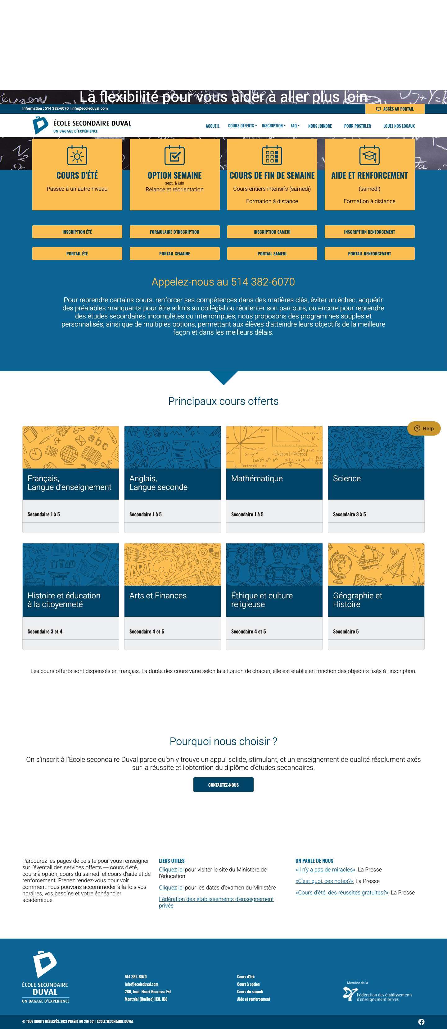 Accueil - École Secondaire Duval - Full Screenshot