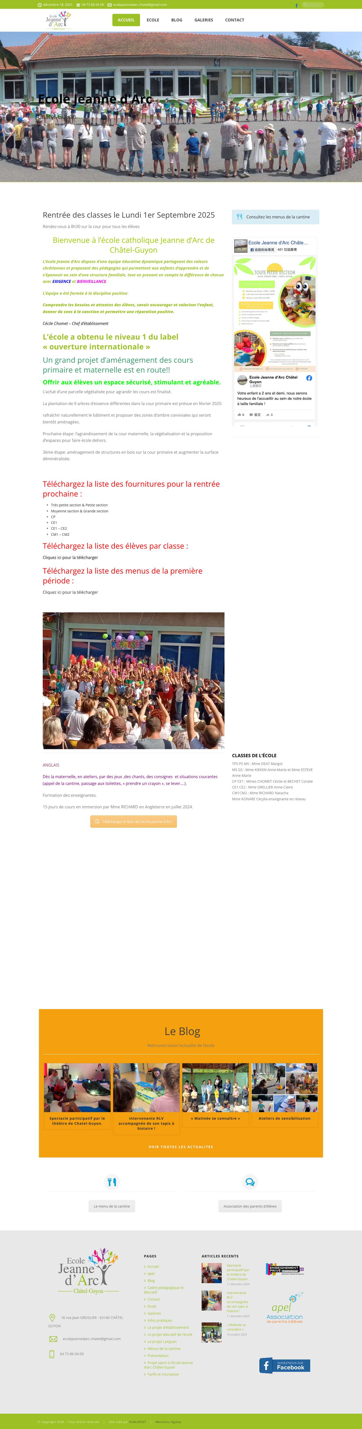 Jeanne d'Arc - Ecole primaire à Châtel Guyon - Full Screenshot