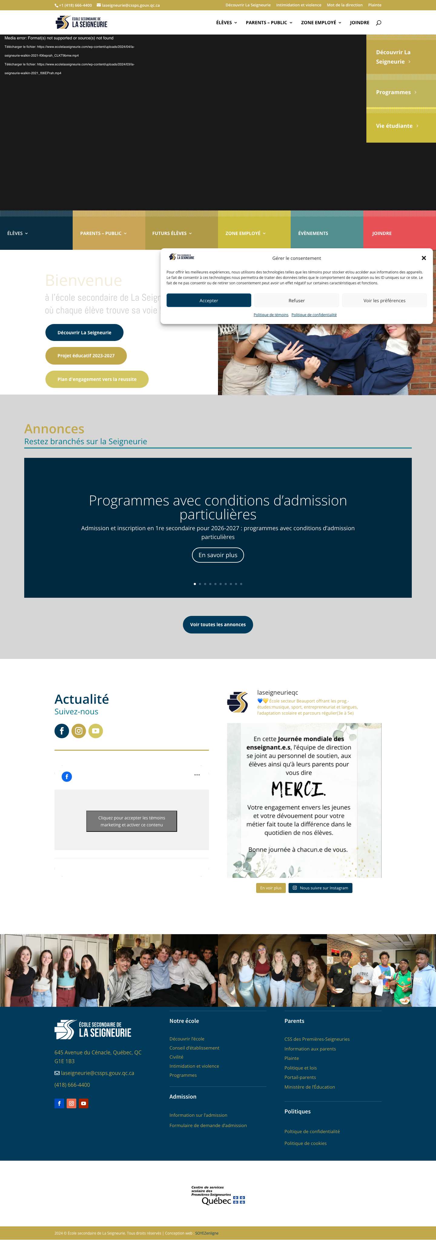 Accueil - École de La Seigneurie - Full Screenshot