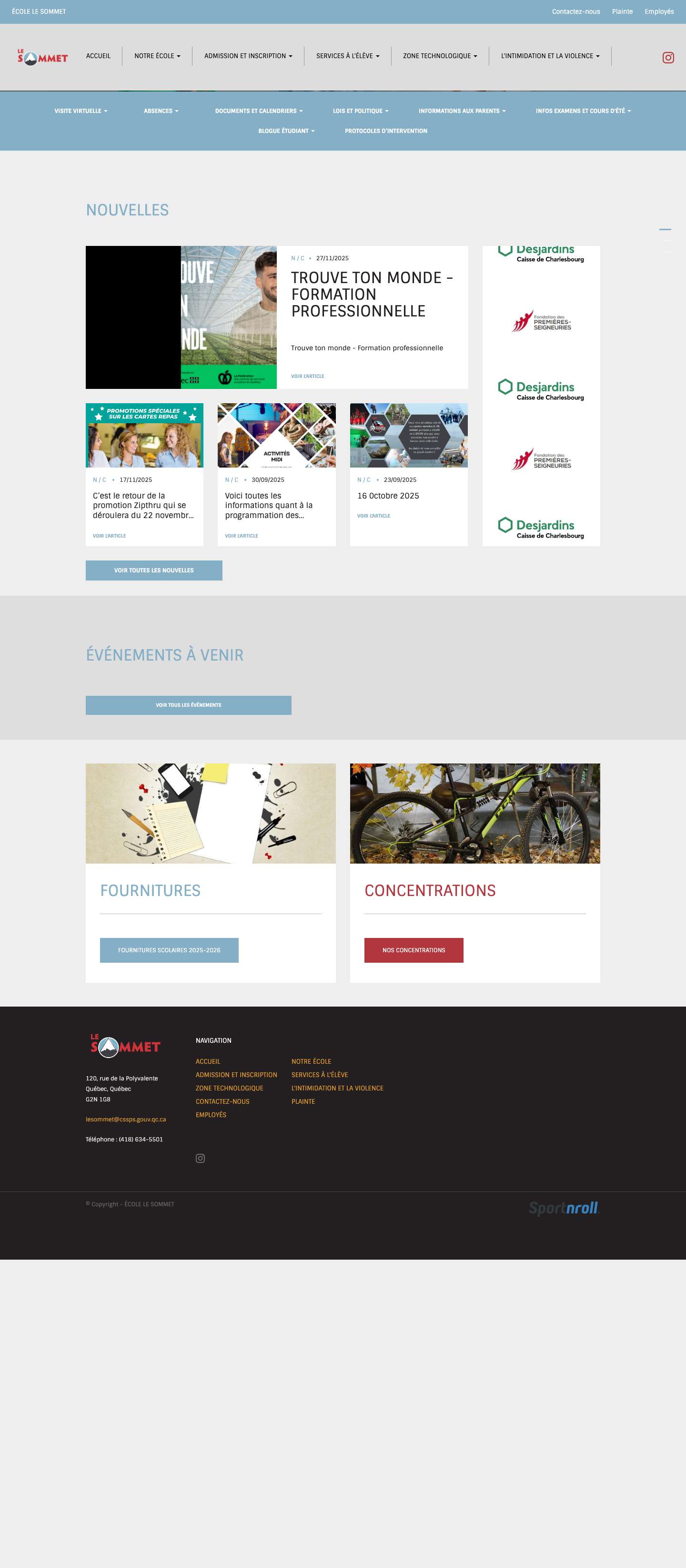 Accueil - École Le Sommet - Full Screenshot