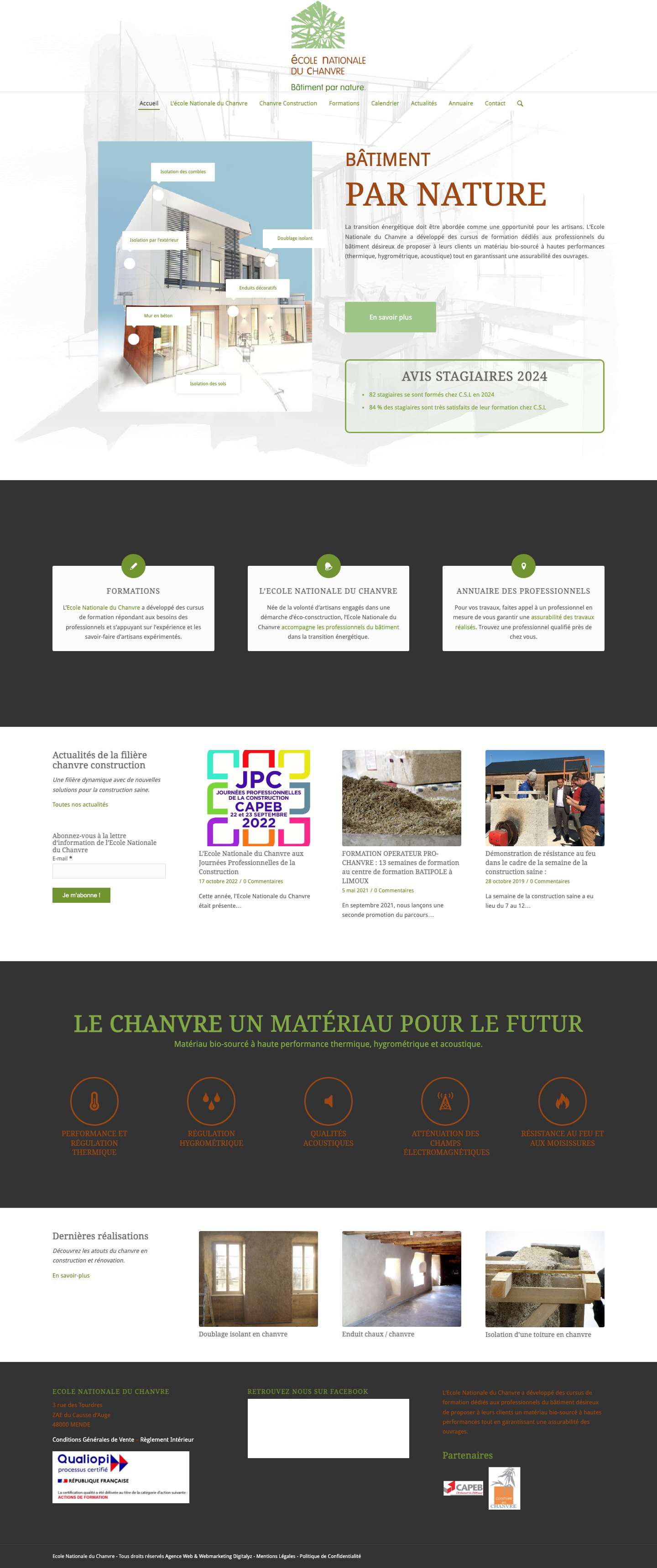 Formation chanvre construction - Ecole Nationale du Chanvre - Full Screenshot
