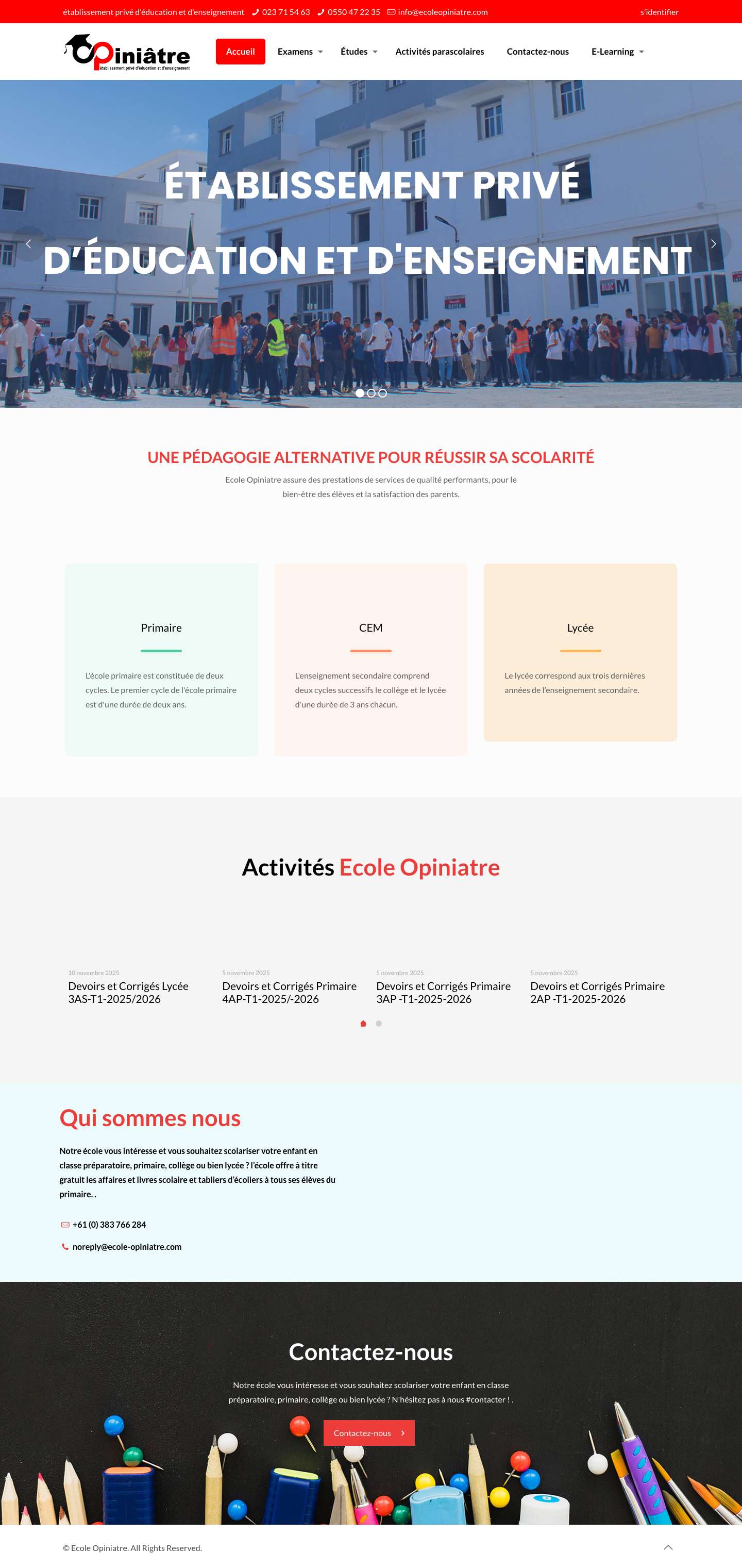 Accueil - Ecole Opiniatre - Full Screenshot