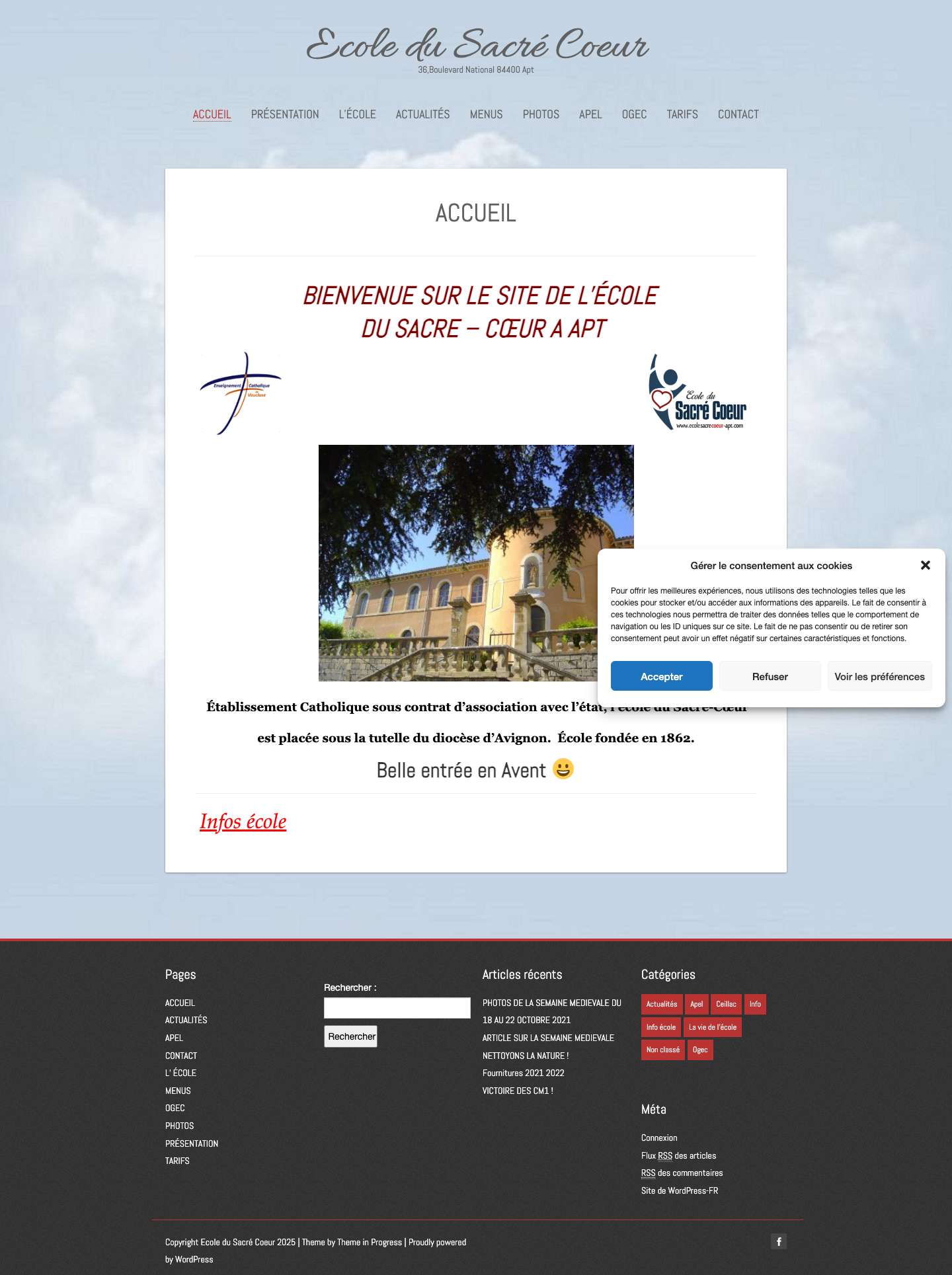 Ecole du Sacré Coeur – 36,Boulevard National 84400 Apt - Full Screenshot