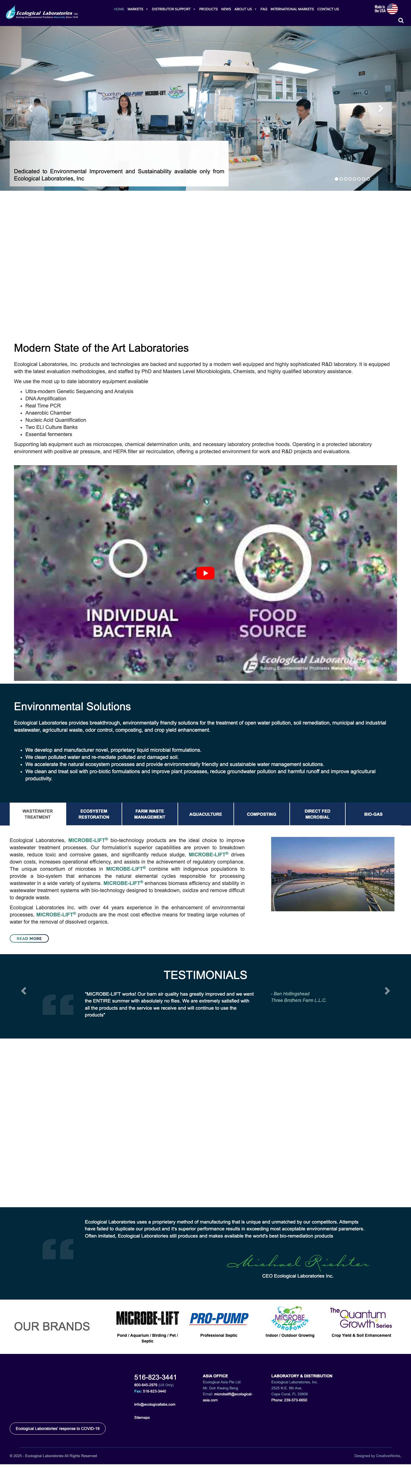 Homepage - Ecological Laboratories - Full Screenshot