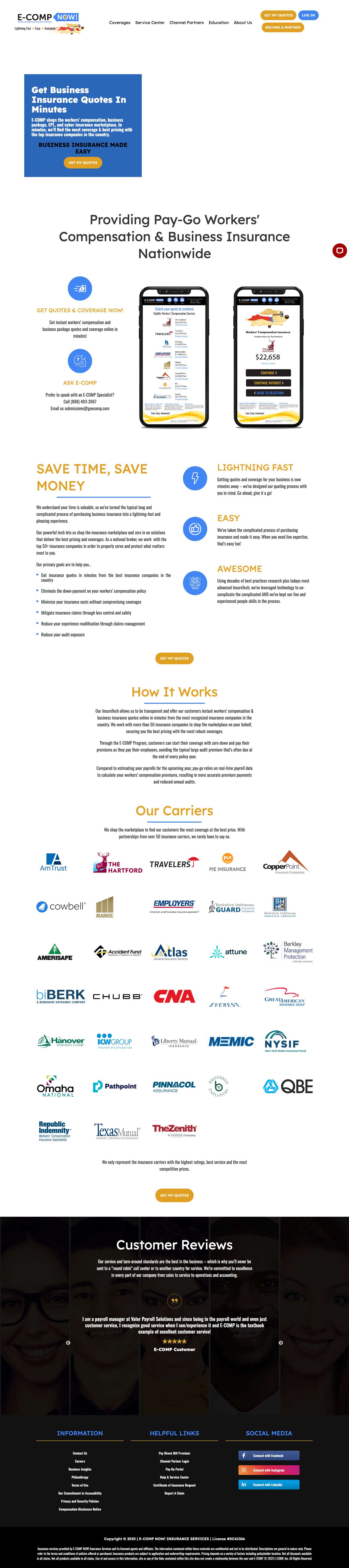 E-COMP | Business Insurance Quotes - Full Screenshot