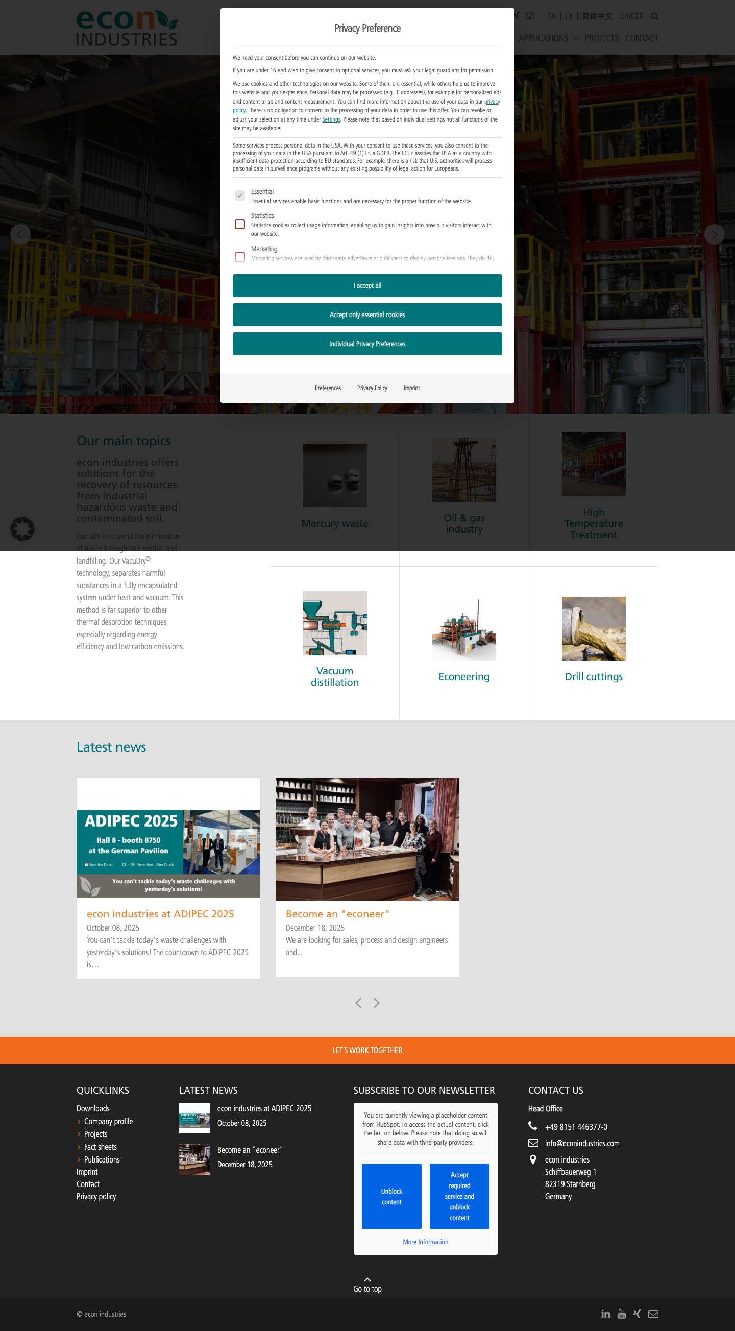 Home - econ industries services GmbH - Full Screenshot