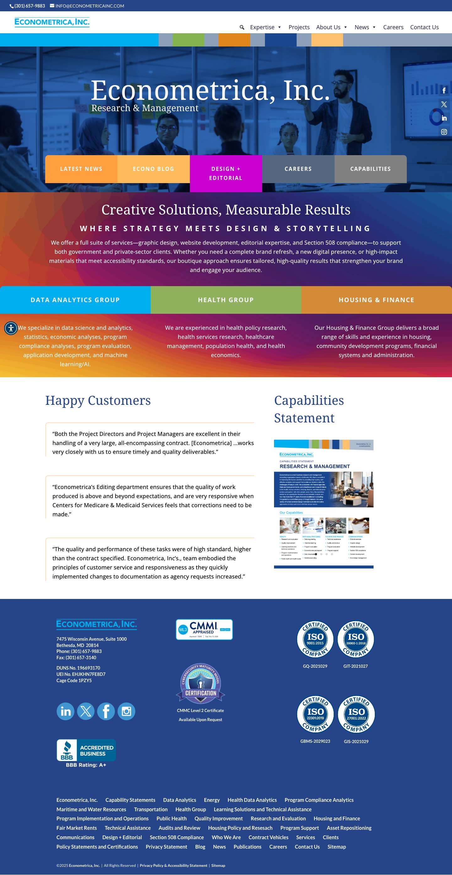 Home | Econometrica, Inc. - Full Screenshot