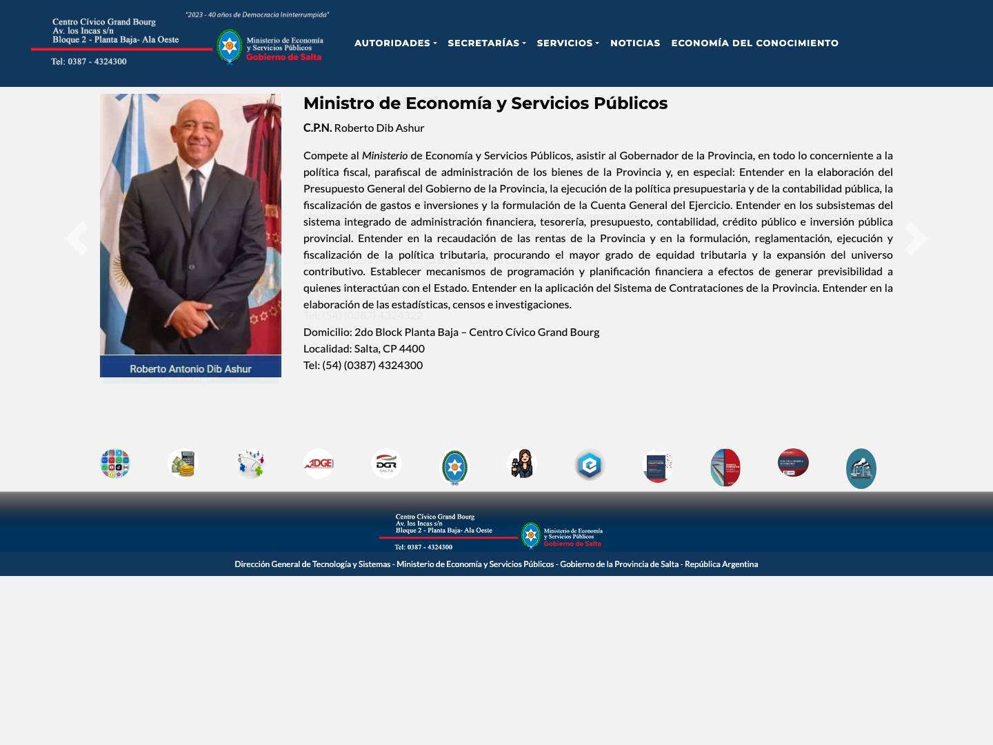 Ministerio de Economía y Servicios Públicos - Gobierno de SaltaMinisterio de Economía y Servicios Públicos - Full Screenshot