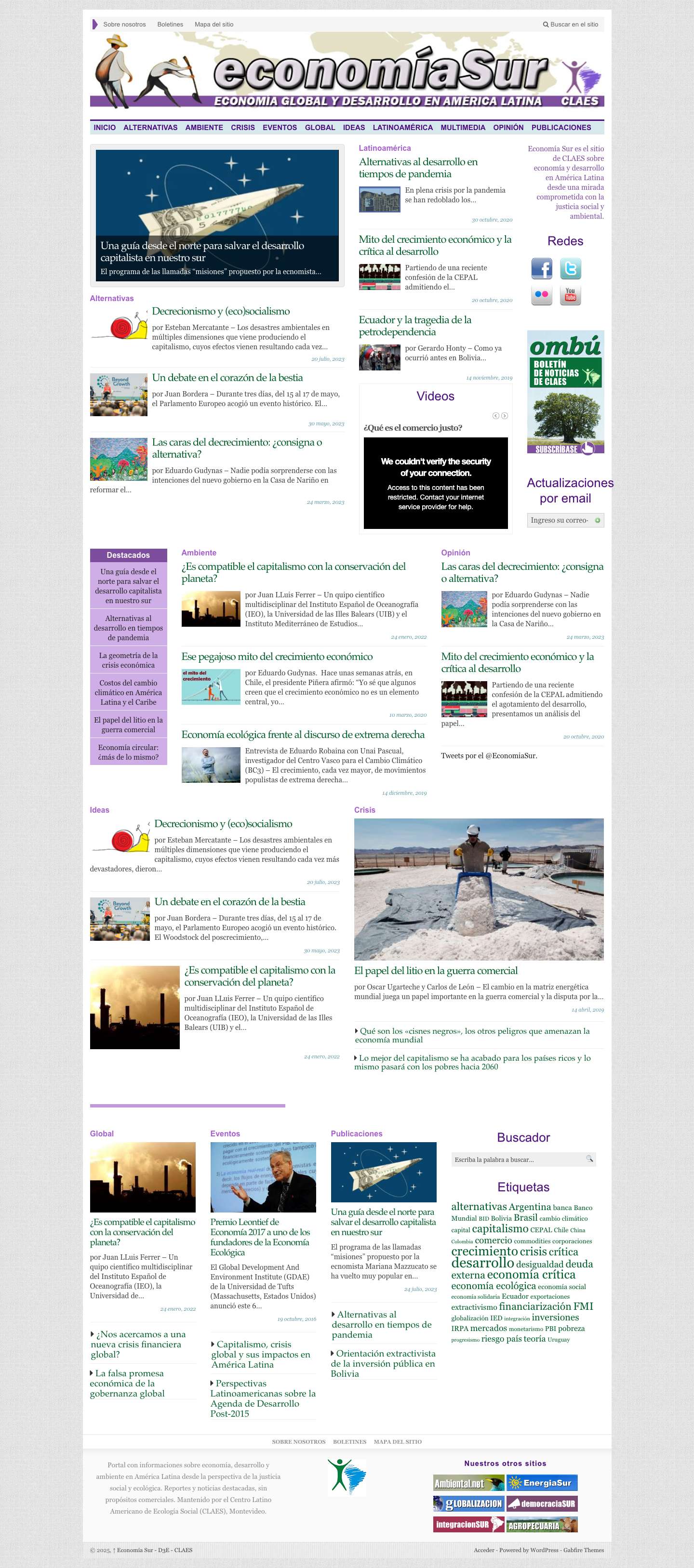 Economía Sur - D3E - CLAES | Economia, ambiente, desarrollo - Full Screenshot