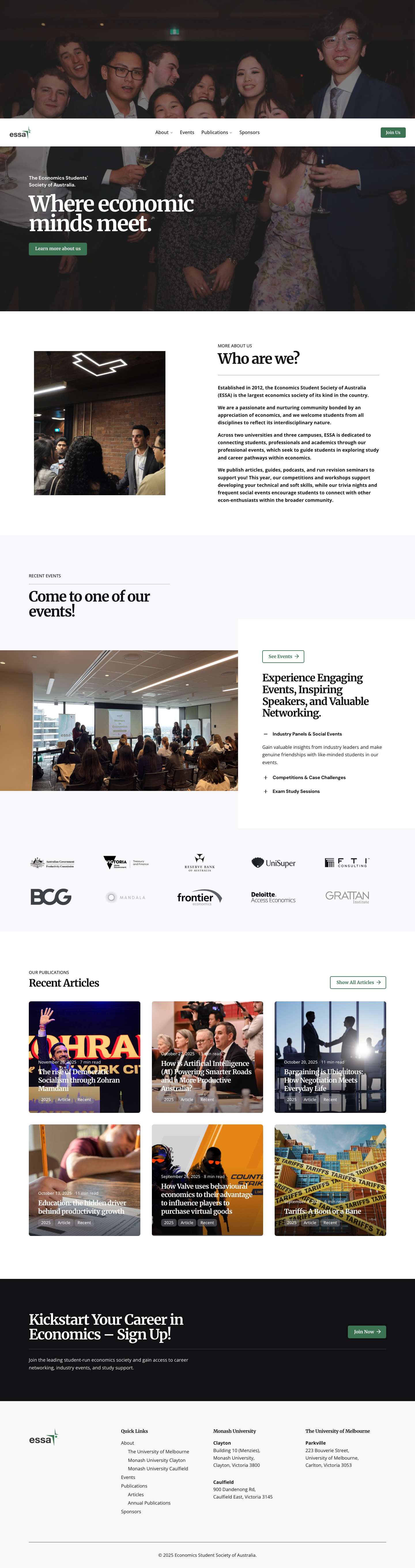 Home - Economics Student Society of Australia - Full Screenshot