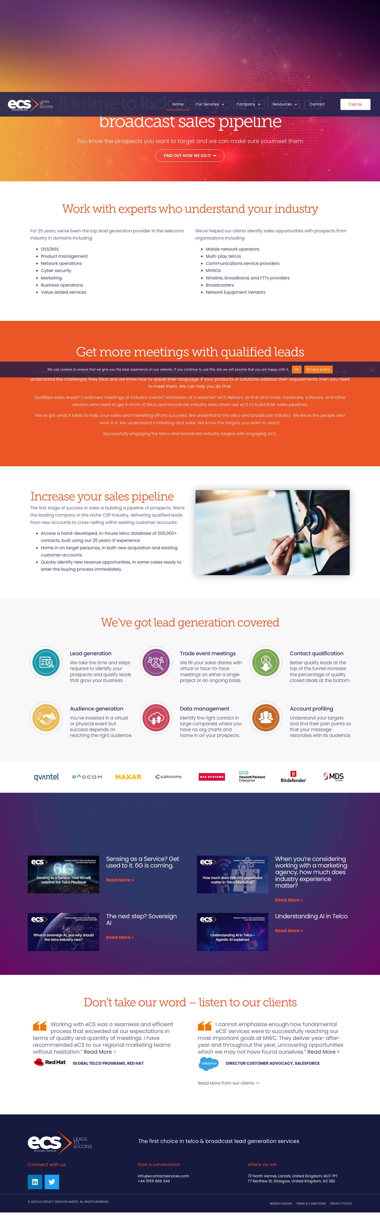 eContact Services: Delivering qualified Telco leads - Full Screenshot