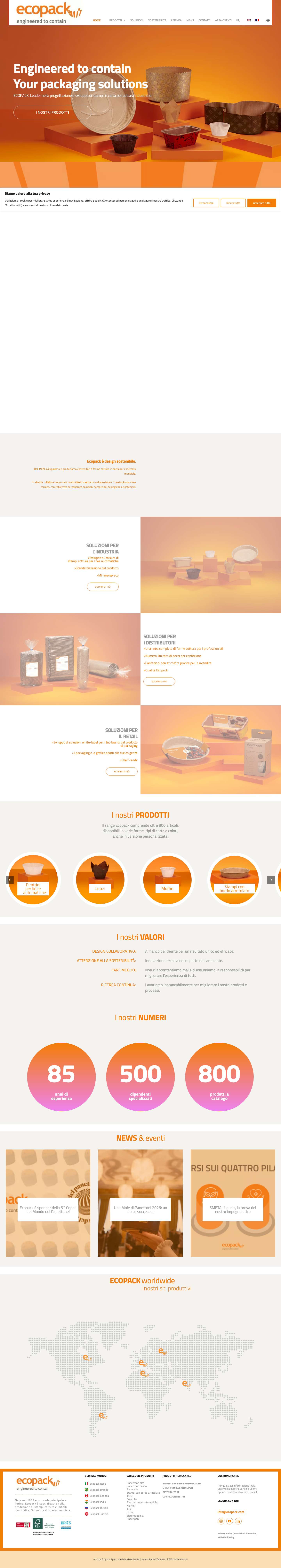 Produzione stampi in carta per cottura industriale | Ecopack - Full Screenshot