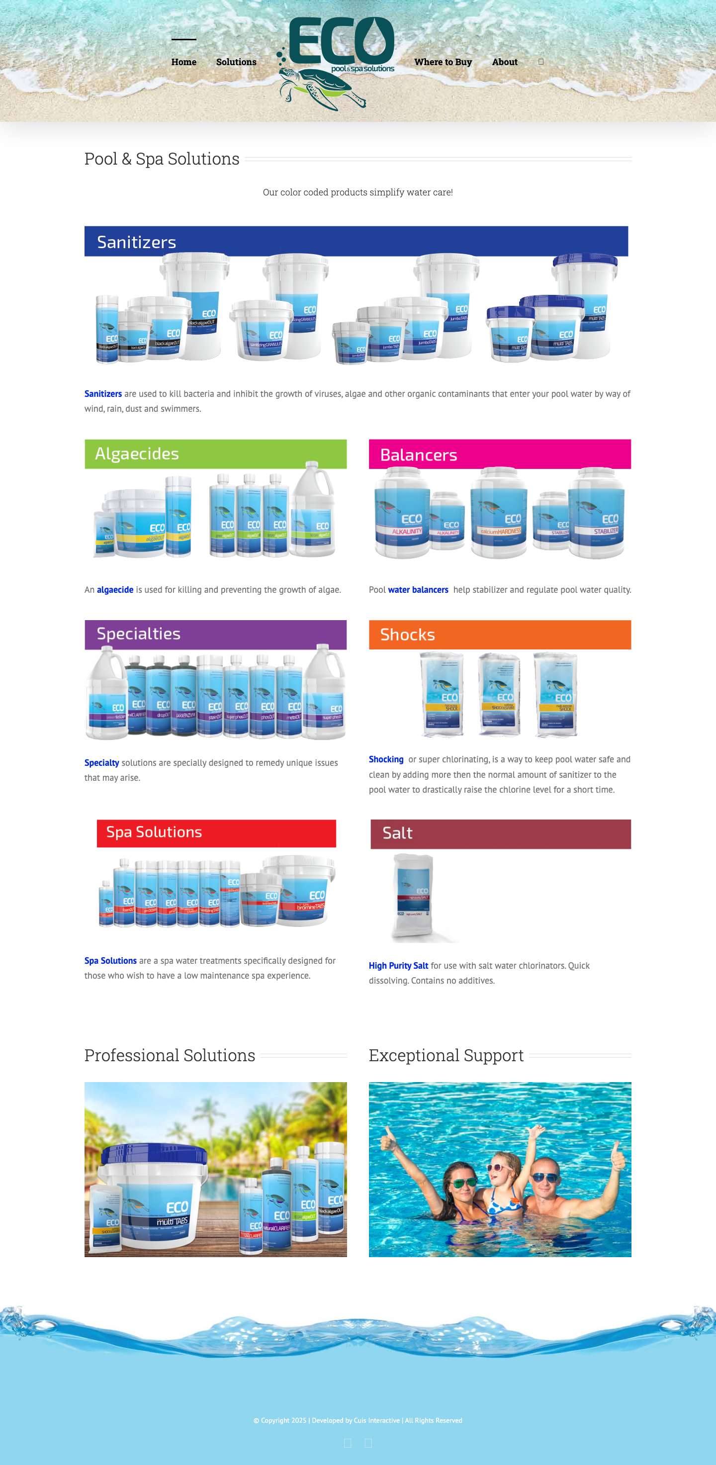 ECO Pool & Spa Chemicals – Sanitizers, Balancers, Shocks, Algaecides, Specialties, Spas - Full Screenshot