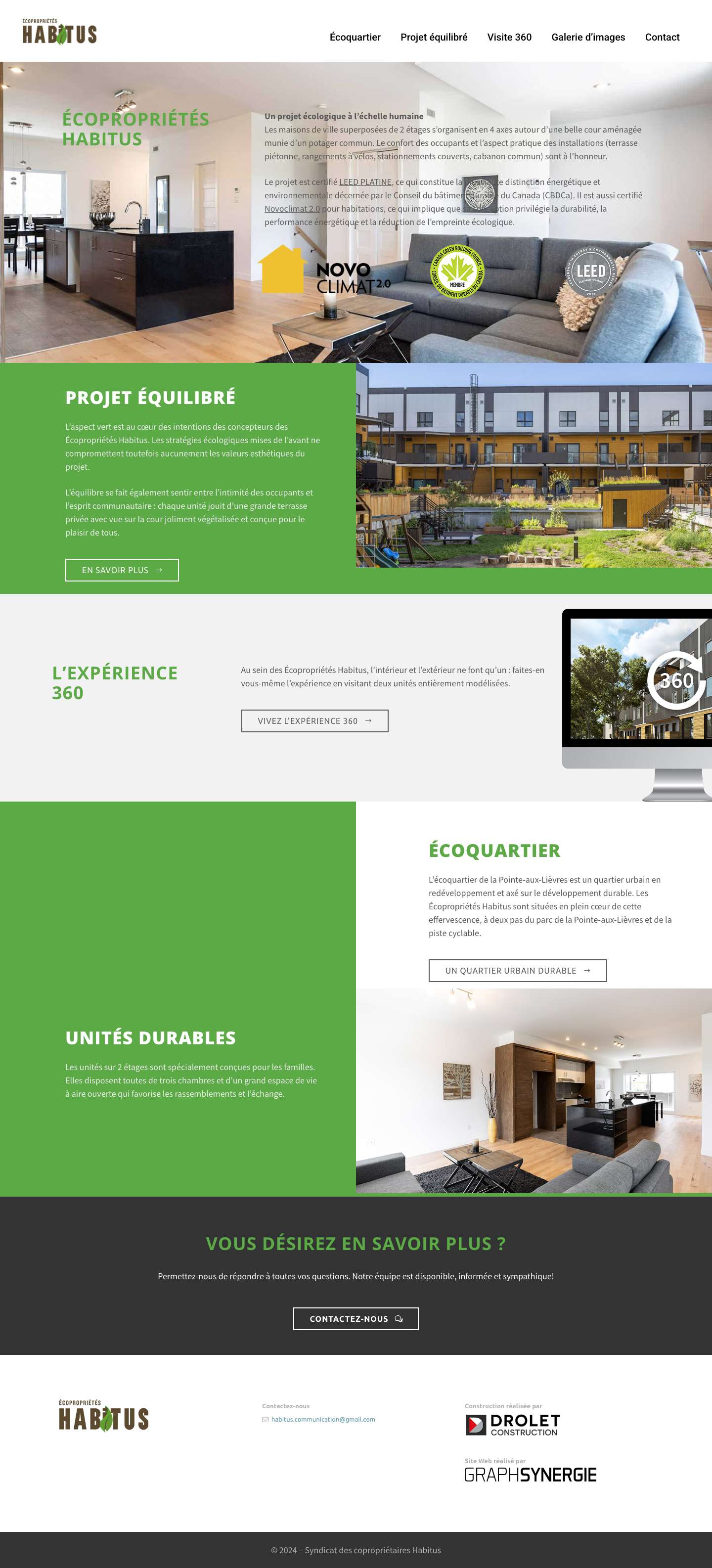 Maisons de ville à Québec | Écopropriétés Habitus - Full Screenshot