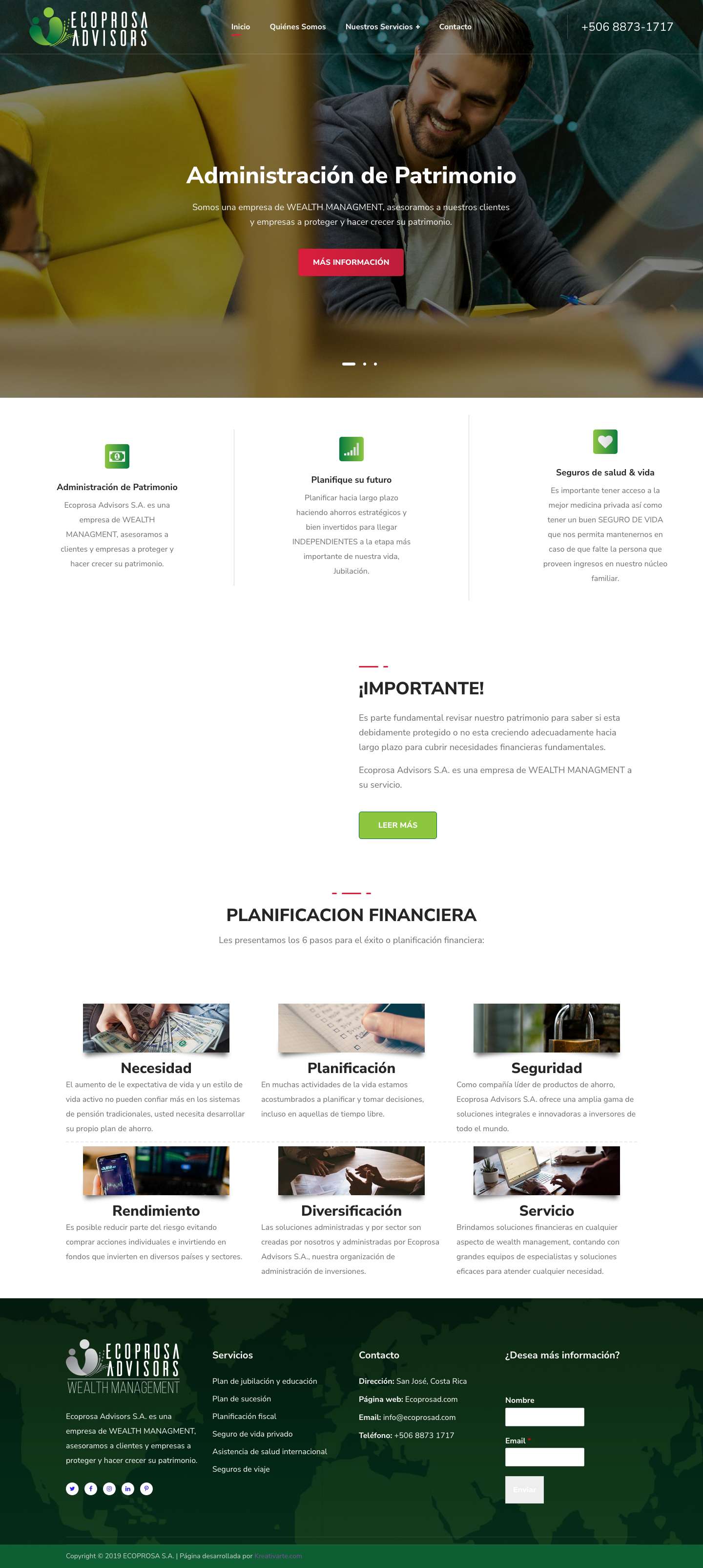 Ecoprosa Advisors S.A. – WEALTH MANAGMENT, asesoramos a clientes y empresas en "Administración de Patrimonio" - Full Screenshot
