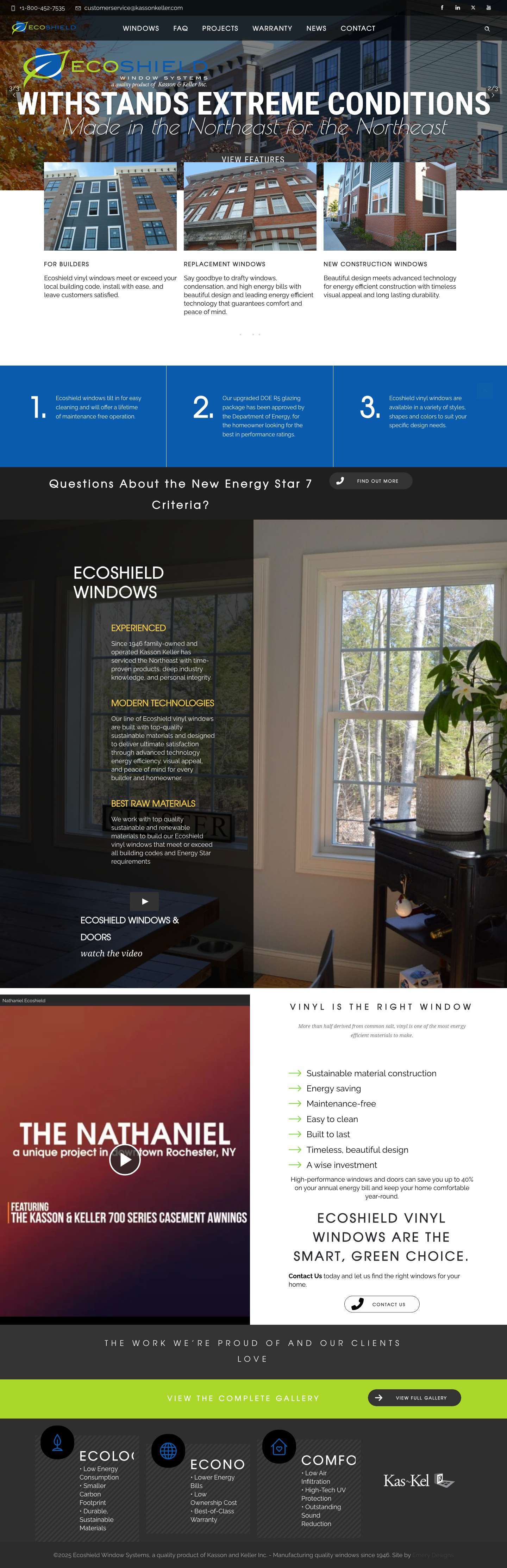 Ecoshield High Performance Vinyl Windows | Kasson and Keller - Full Screenshot