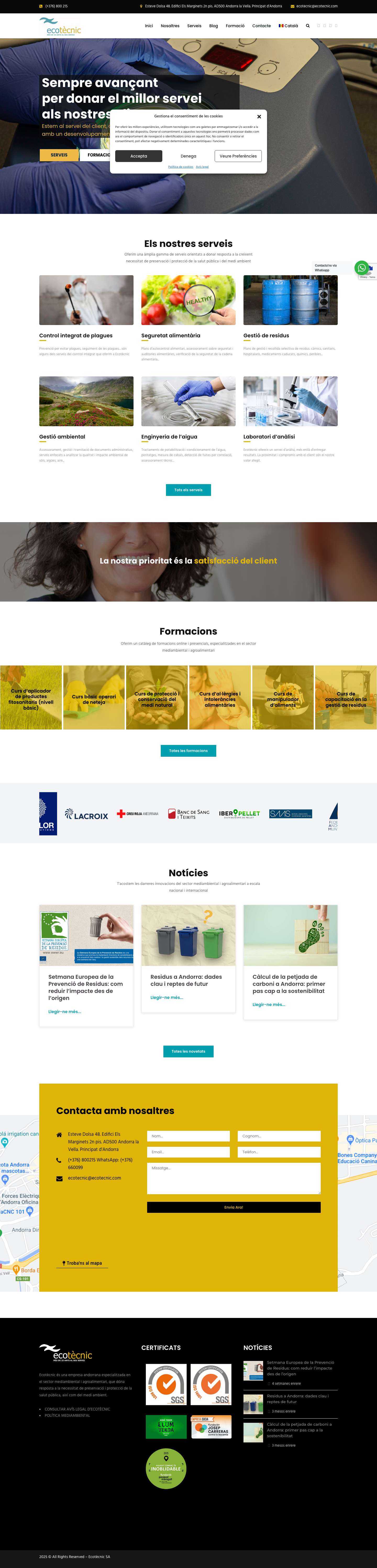Ecotècnic – Empresa especialitzada en el sector mediambiental i agroalimentari a Andorra - Full Screenshot