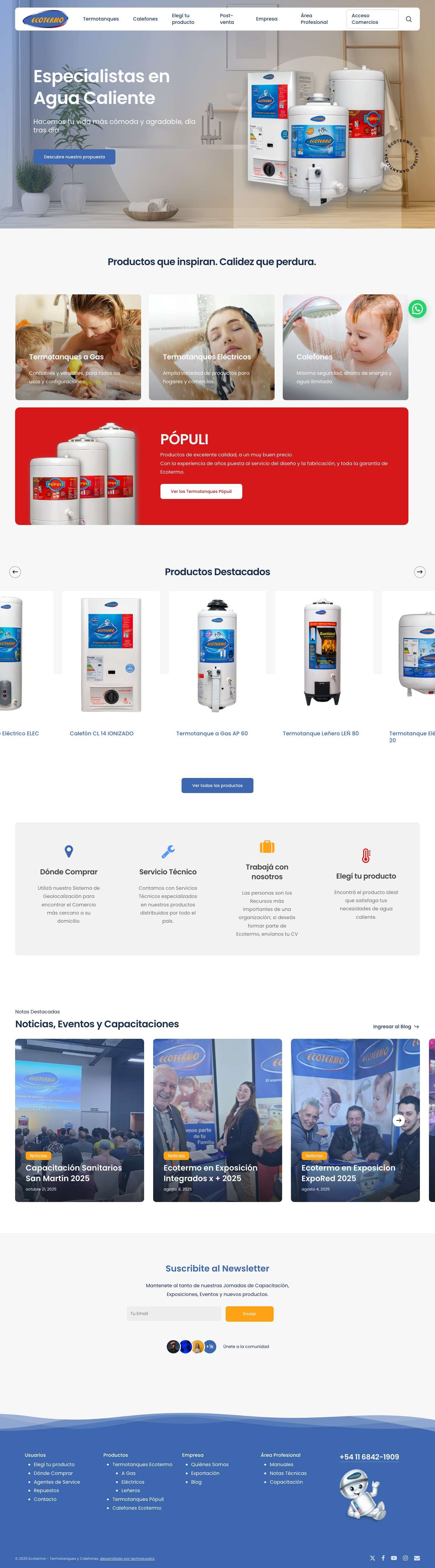 Inicio - Ecotermo - Termotanques y CalefonesWhatsApp - Full Screenshot