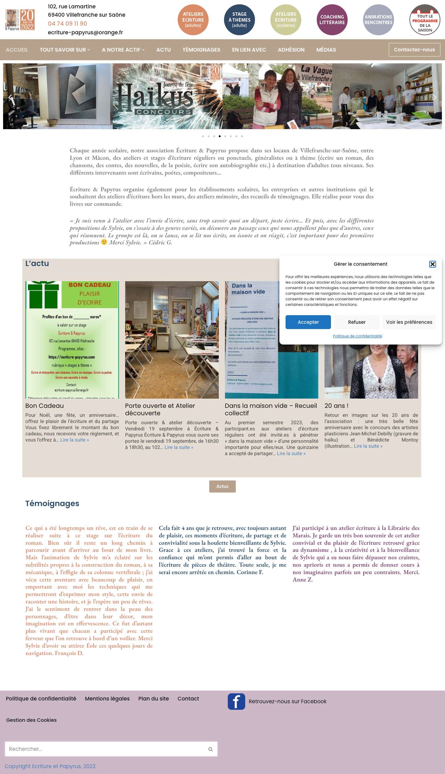 Association Ecriture et Papyrus - Ecriture & Papyrus - Full Screenshot