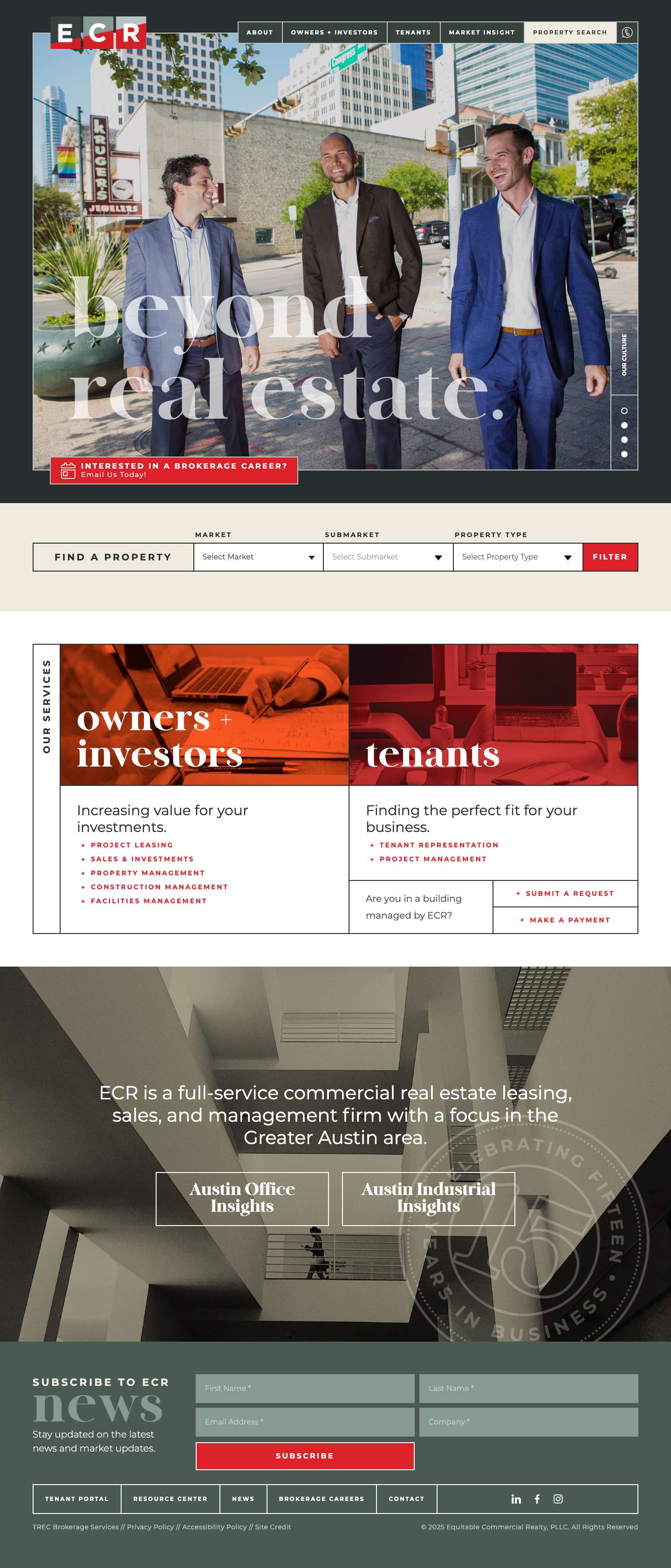 Austin's Commercial Real Estate Company | ECR - Full Screenshot