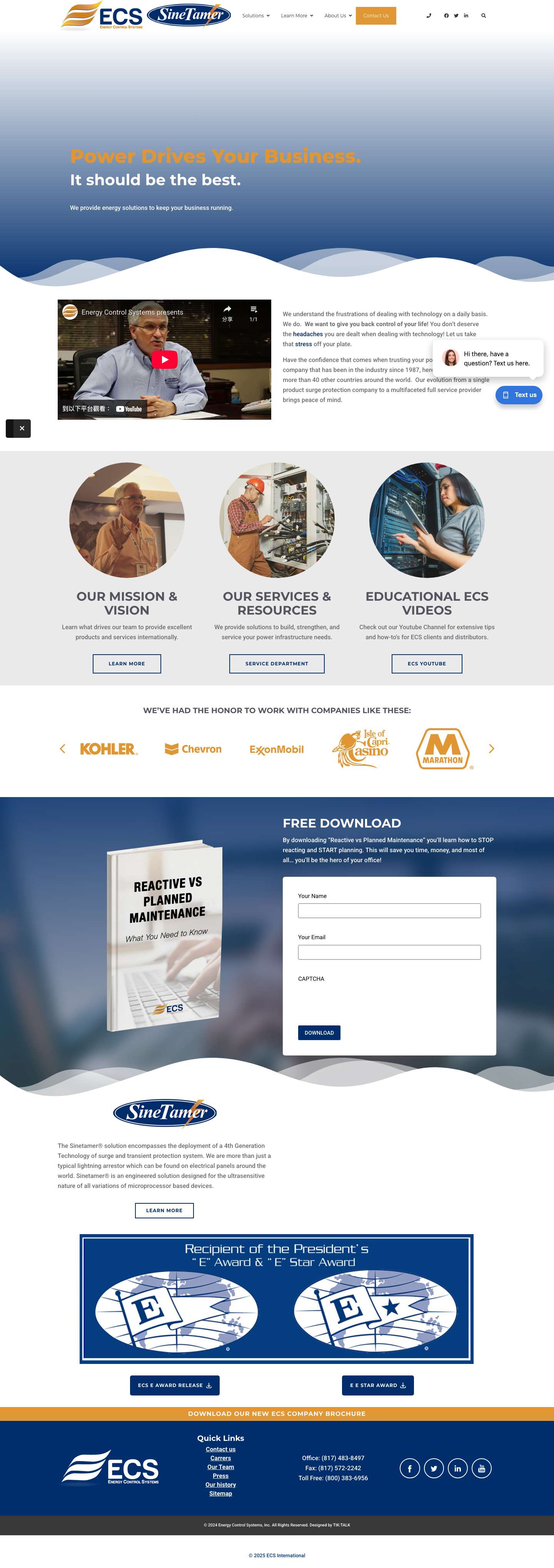 ECS International | Surge Protection & Power Quality Experts - Full Screenshot