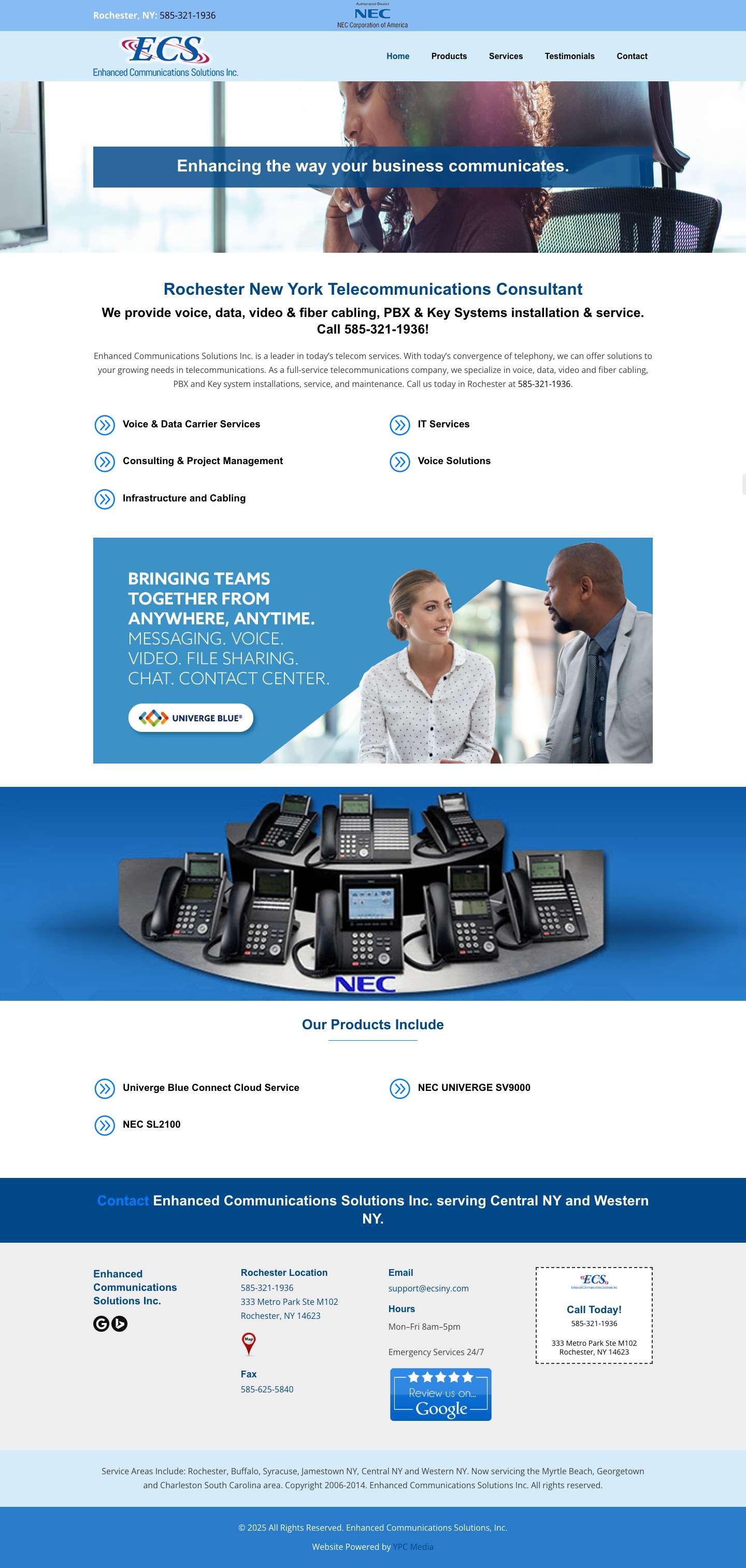 Enhanced Communications Solutions, Inc. | Rochester NY Telecommunication - Full Screenshot