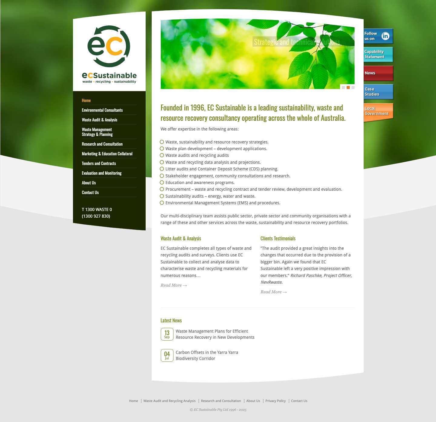 EC Sustainable | Waste and Sustainability Consultancy - Full Screenshot
