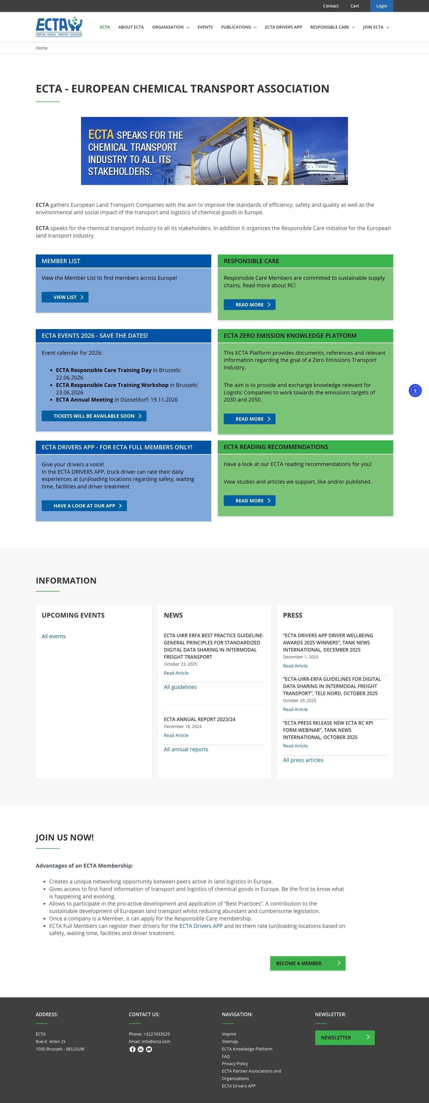 ECTA | ECTA - European Chemical Transport Association - Full Screenshot