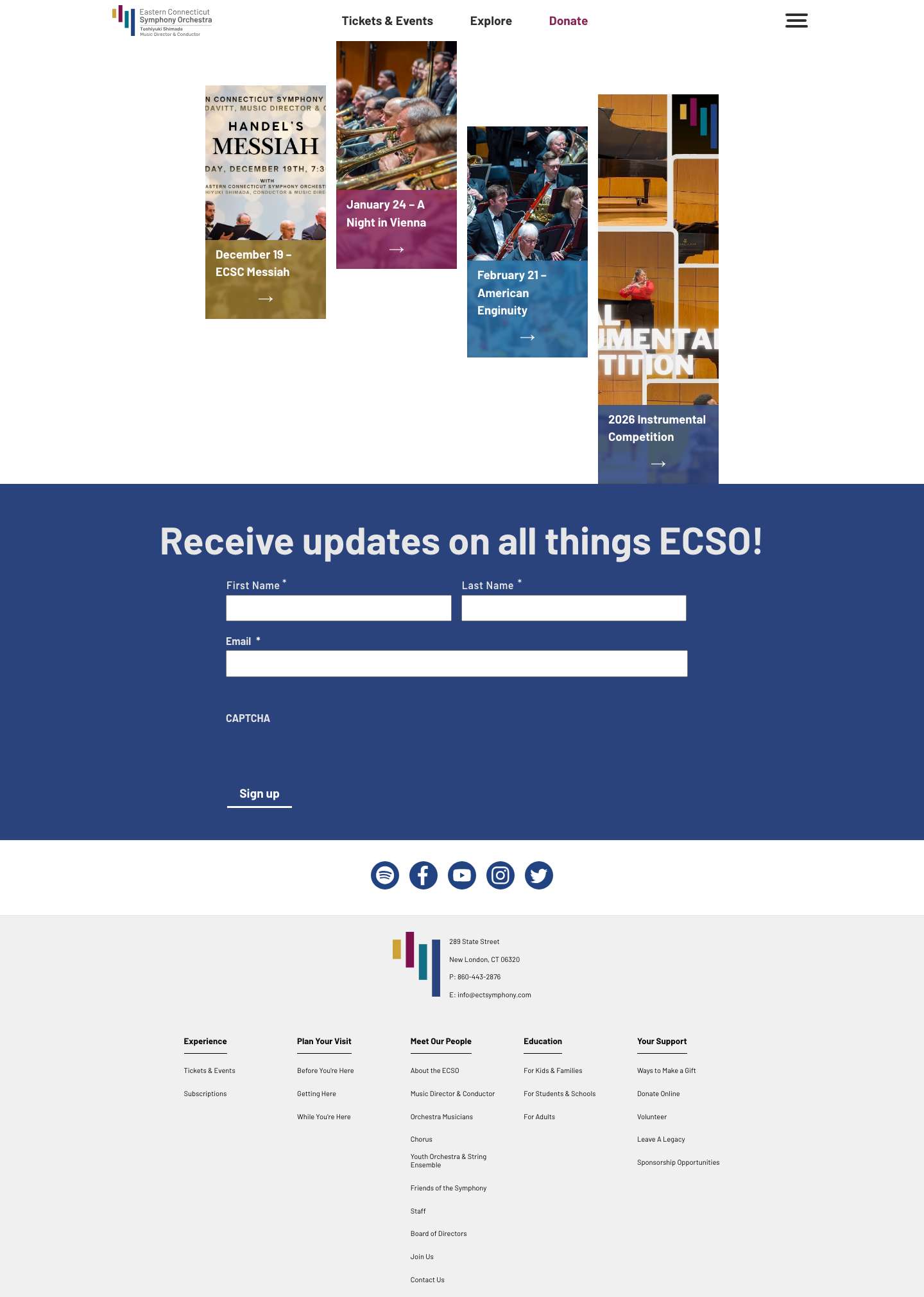 Eastern Connecticut Symphony Orchestra | ECSO - Full Screenshot