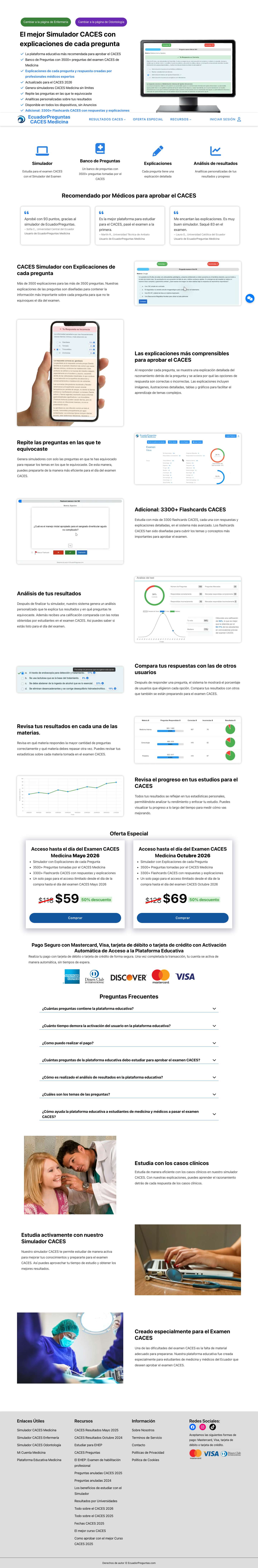 EcuadorPreguntas - Simulador Medicina para Examen CACES - Full Screenshot