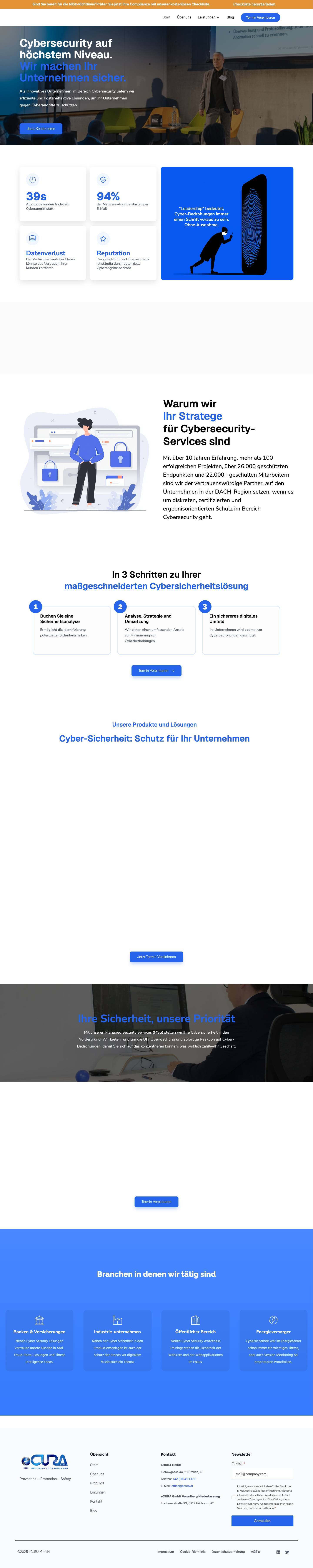 Home | eCURA GmbH - Cyber Security - Full Screenshot