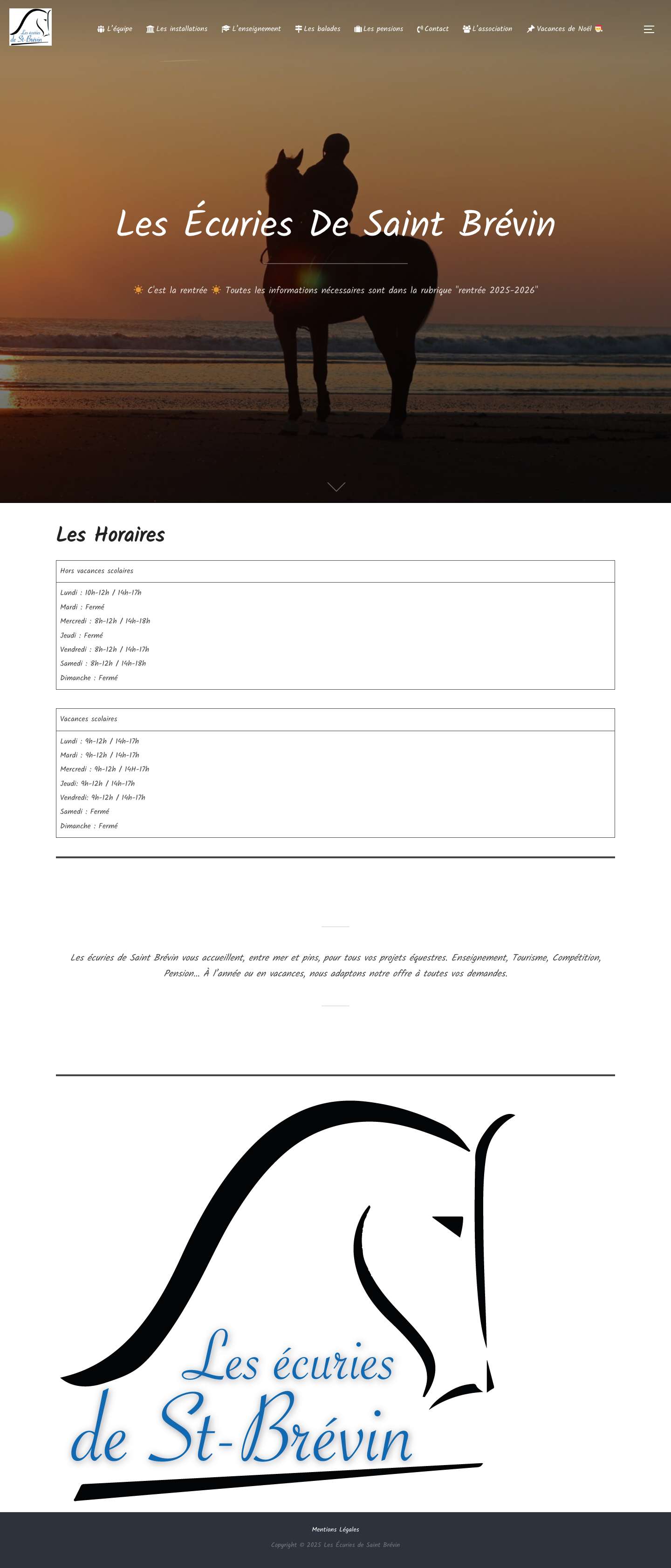 Les Horaires - Les Écuries de Saint Brévin - Full Screenshot