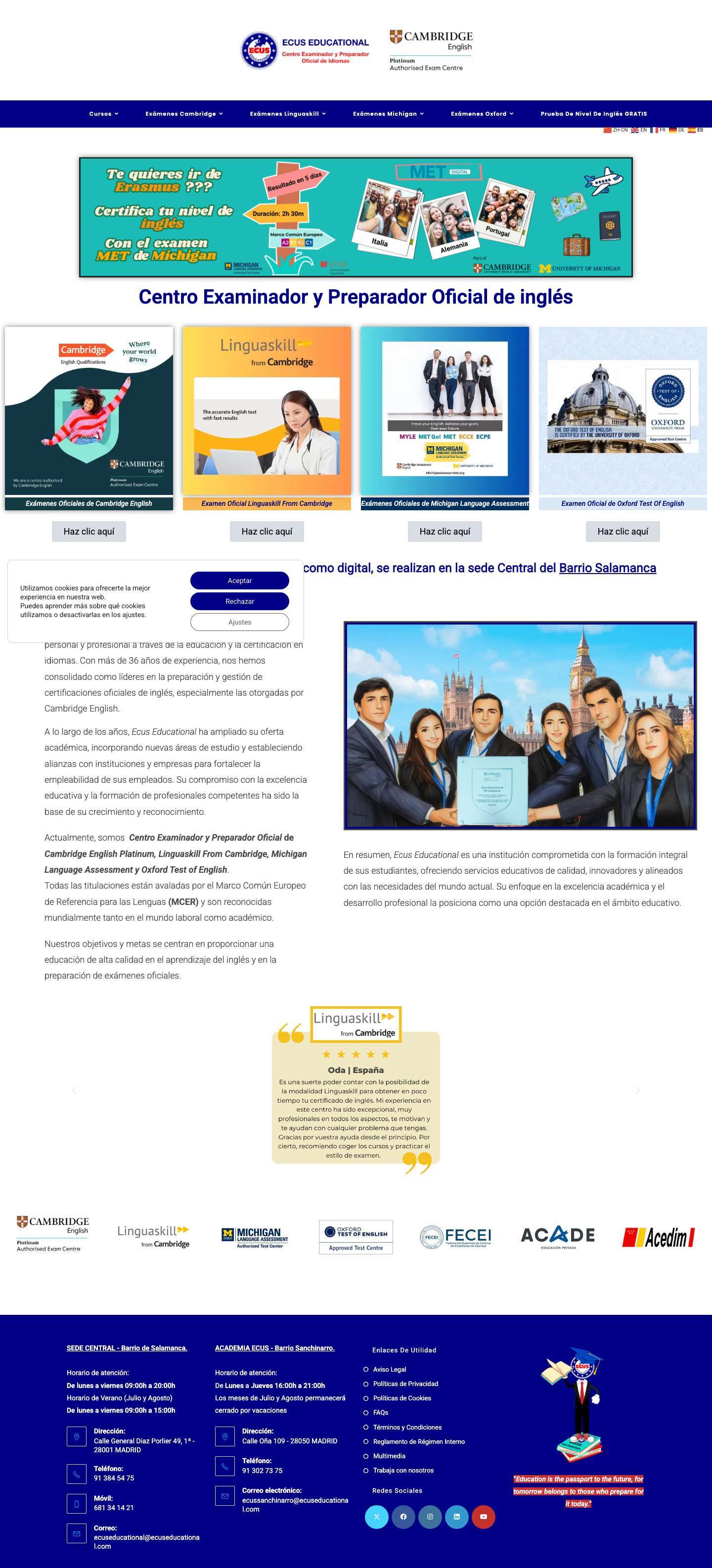 Fechas de Exámenes Cambridge English 🎓 Madrid 2025 - Full Screenshot
