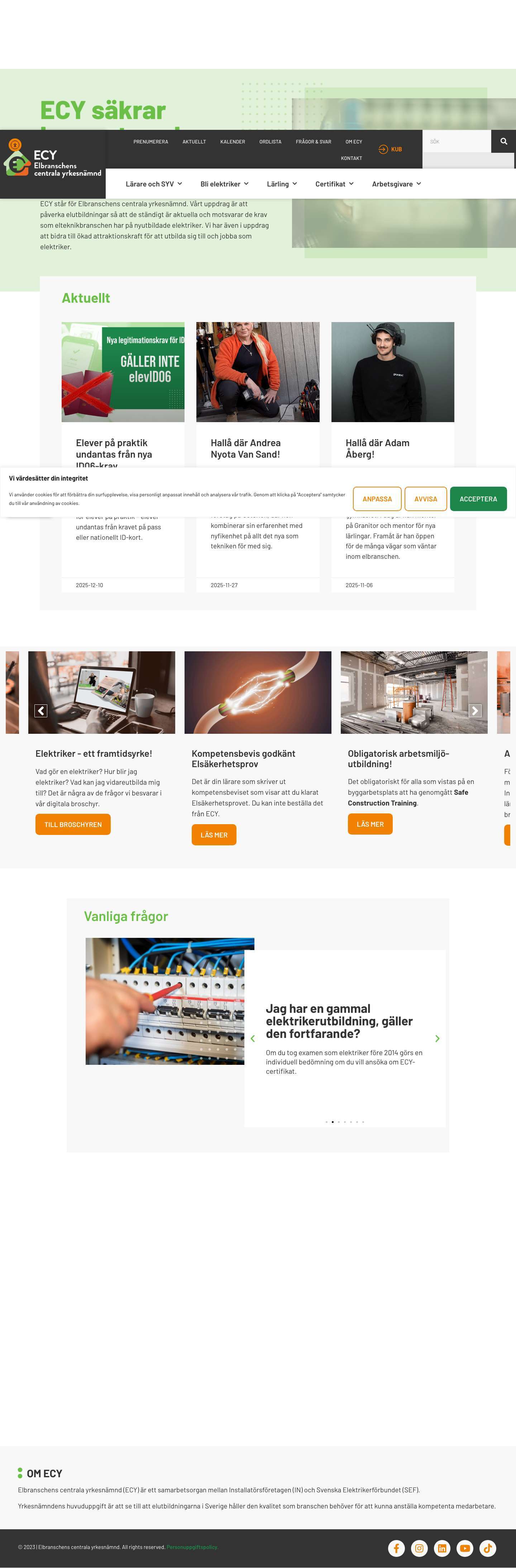 ECY kvalitetssäkrar kompentensen hos Sveriges elektriker - Full Screenshot