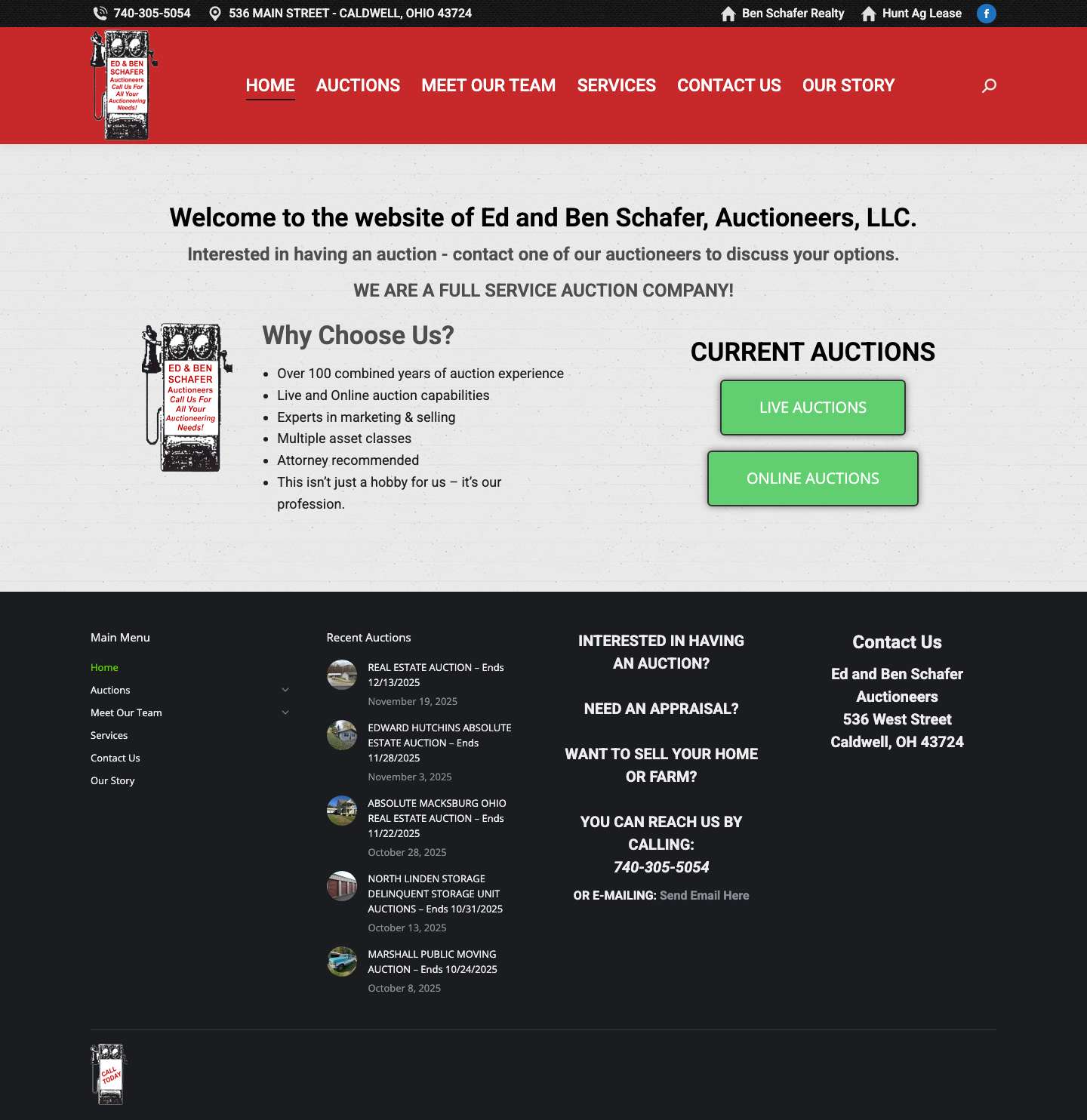 Ed and Ben Schafer Auctioneers - Full Screenshot