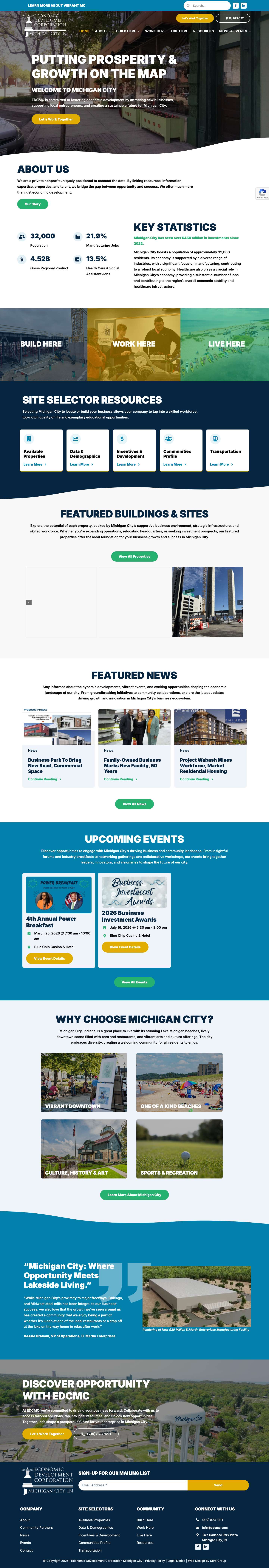 Economic Development Corporation of Michigan City - EDCMC - Full Screenshot