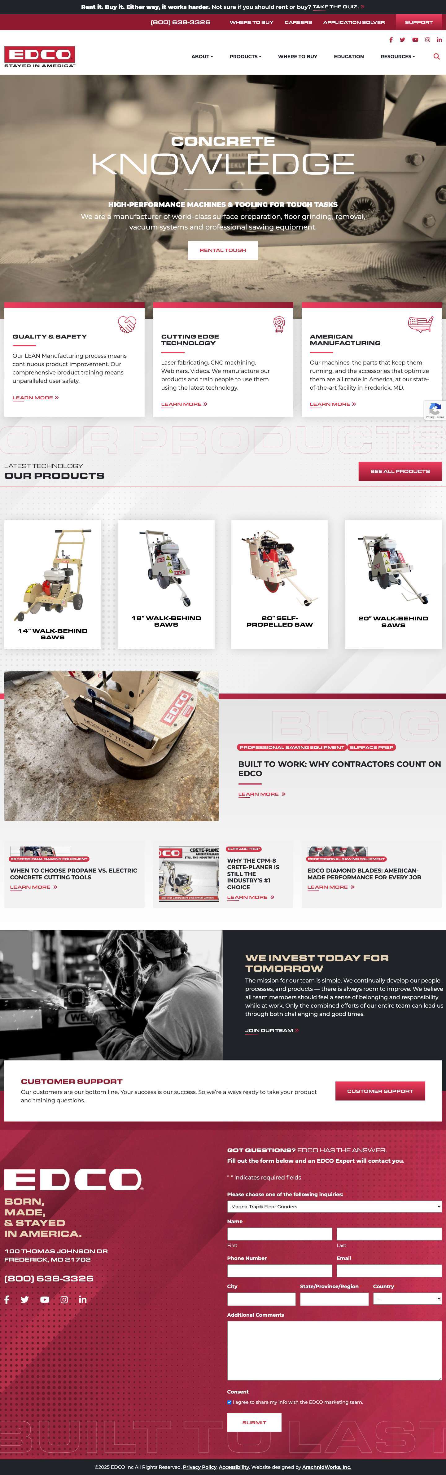 High-Performance Machines Manufactured in America - EDCO Inc - Full Screenshot