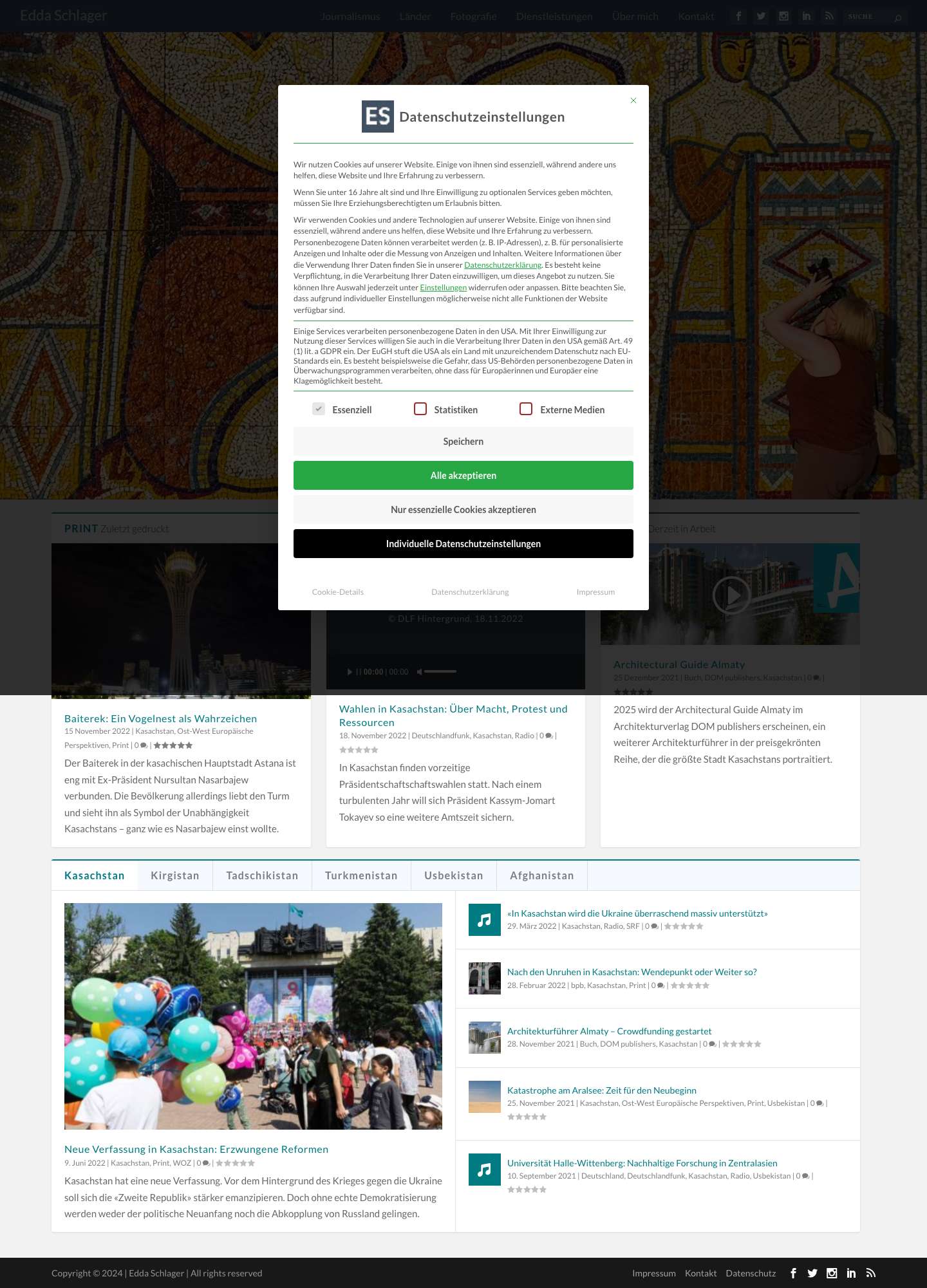 Edda Schlager | Journalistin, Fotografin, Stringerin in Zentralasien - Full Screenshot