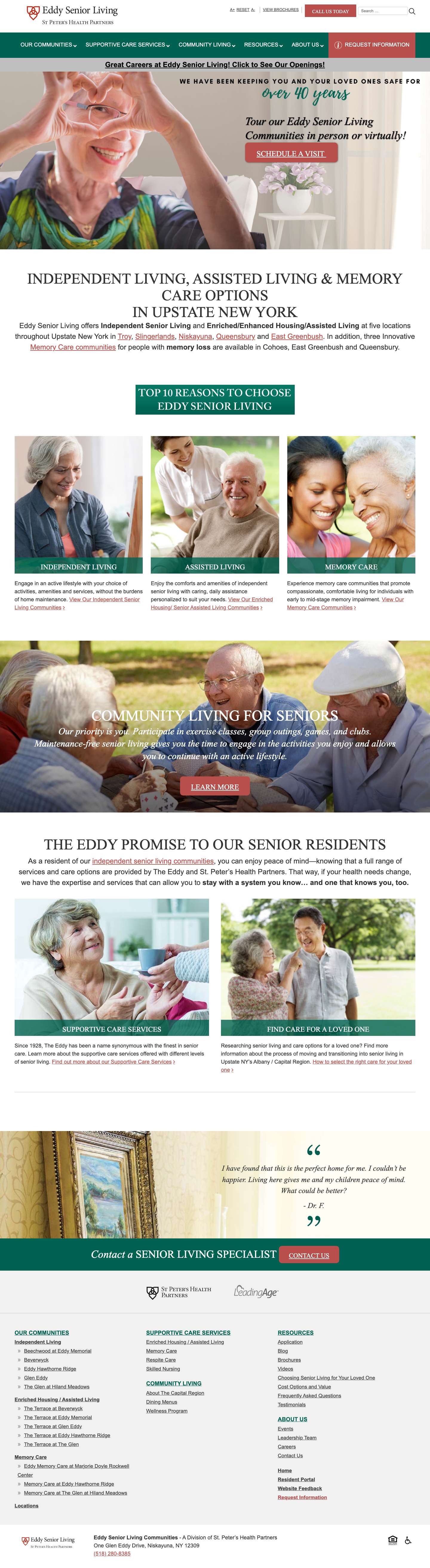 Eddy Senior Living Communities - Full Screenshot