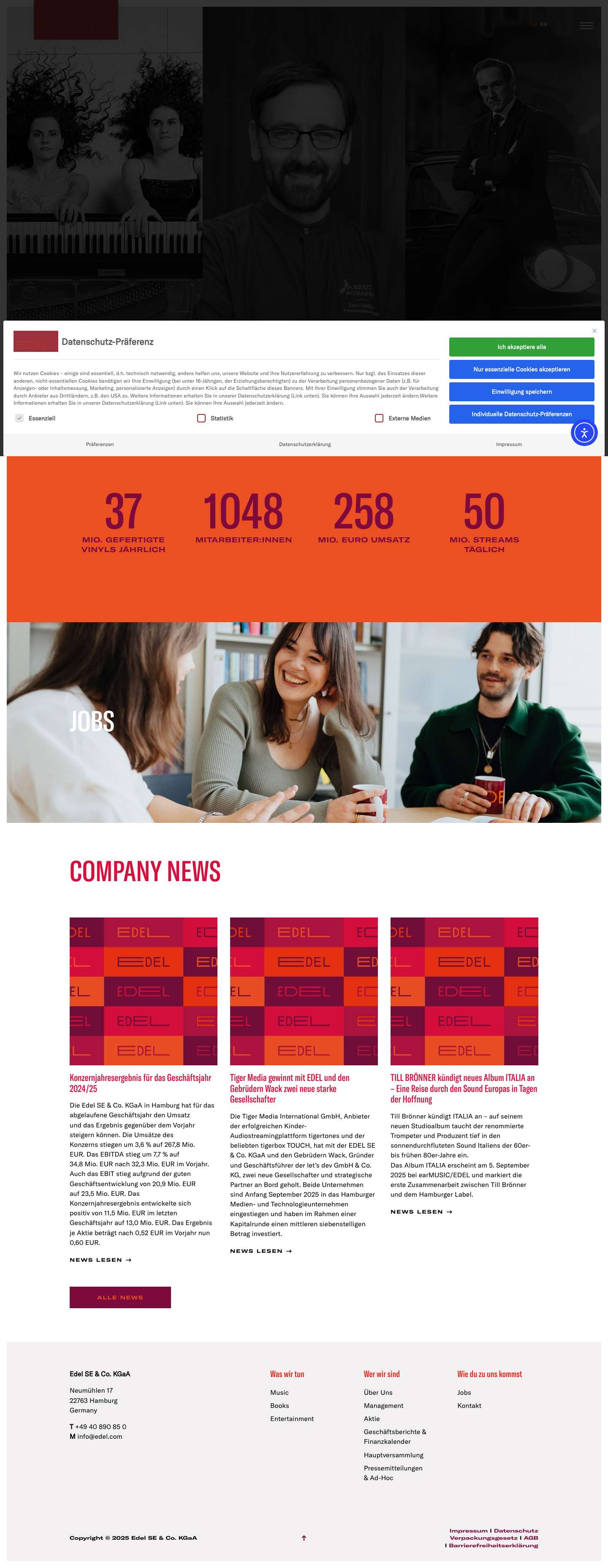 Edel - Music, Books & Entertainment - Home Page - Full Screenshot