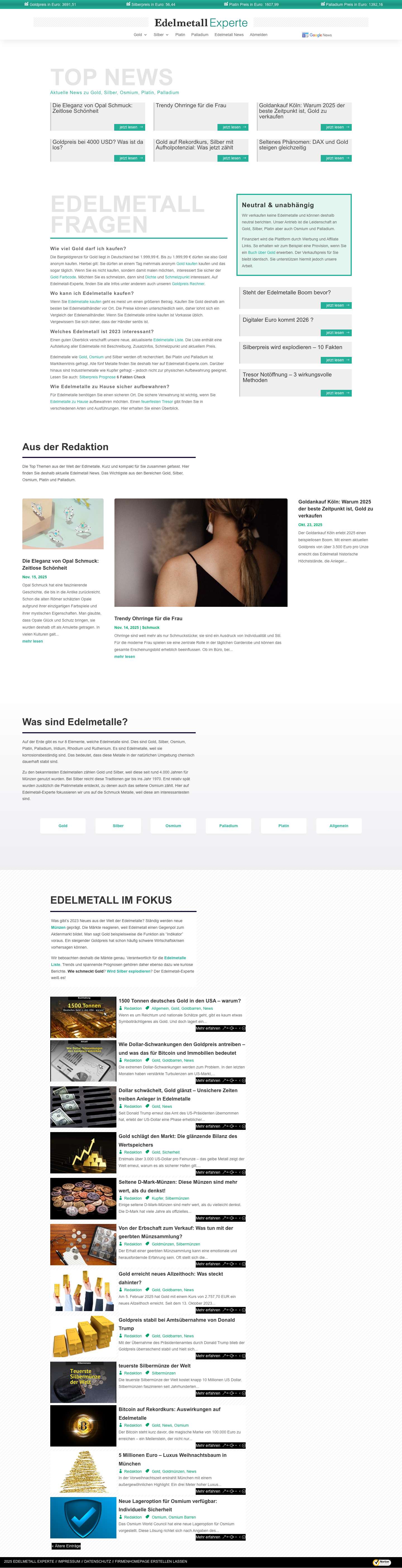 Edelmetall Experte - Gold Silber Platin Osmium Palladium - Full Screenshot