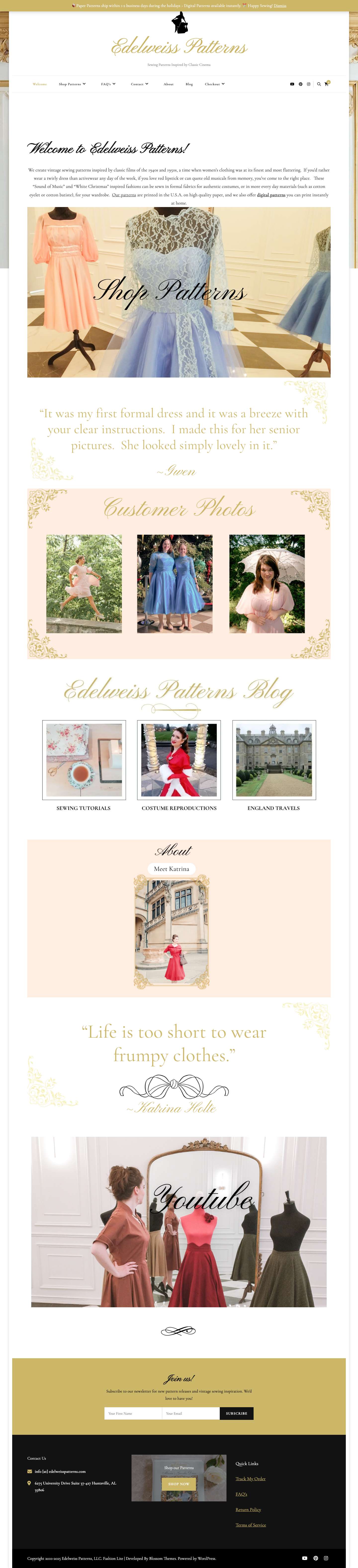Welcome to Edelweiss Patterns! | Edelweiss Patterns - Full Screenshot
