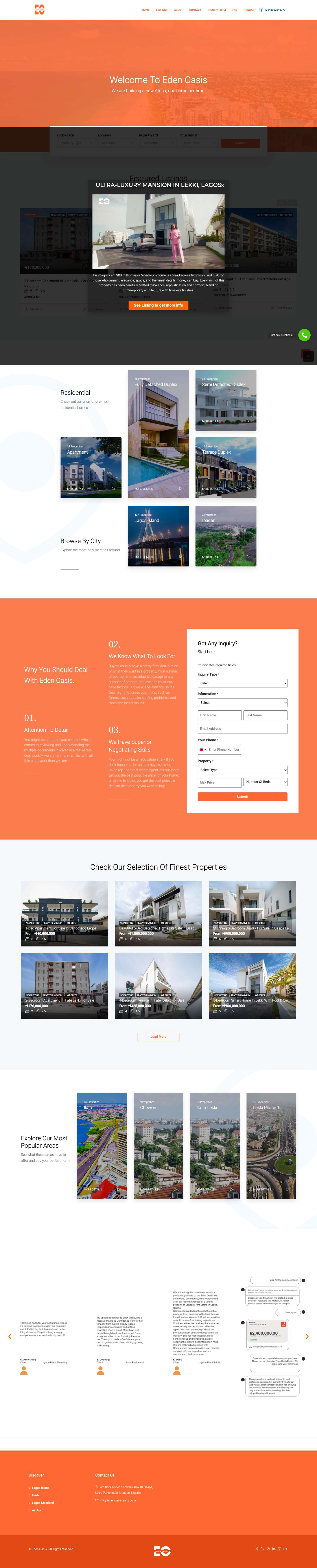 Eden Oasis - Nigeria's Most Trusted Real Estate Company - Full Screenshot